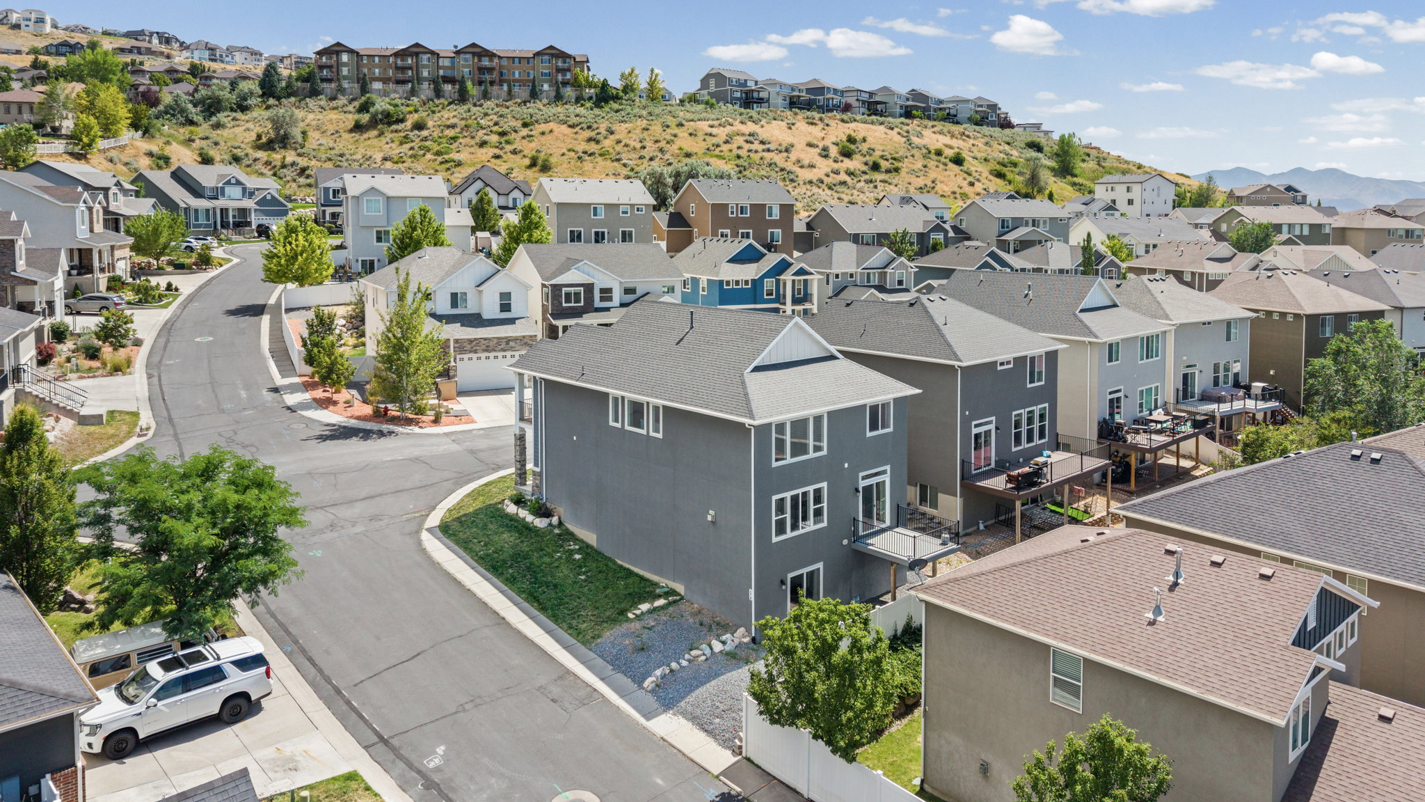 Residential neighborhood featuring paved streets and a variety of architectural styles