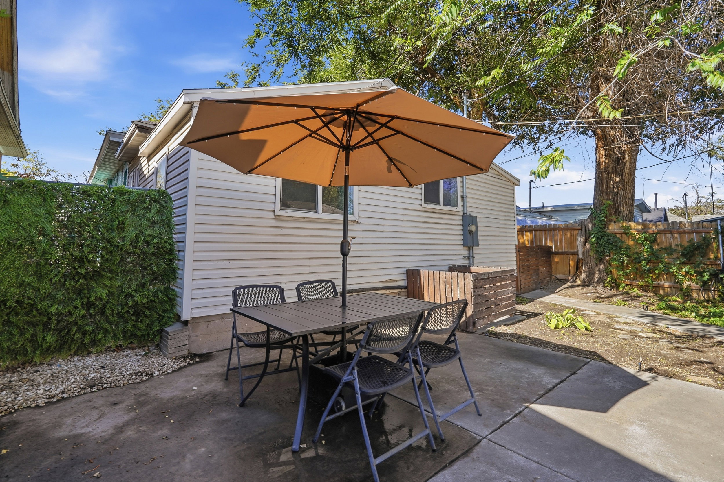 Outdoor patio area featuring concrete paving