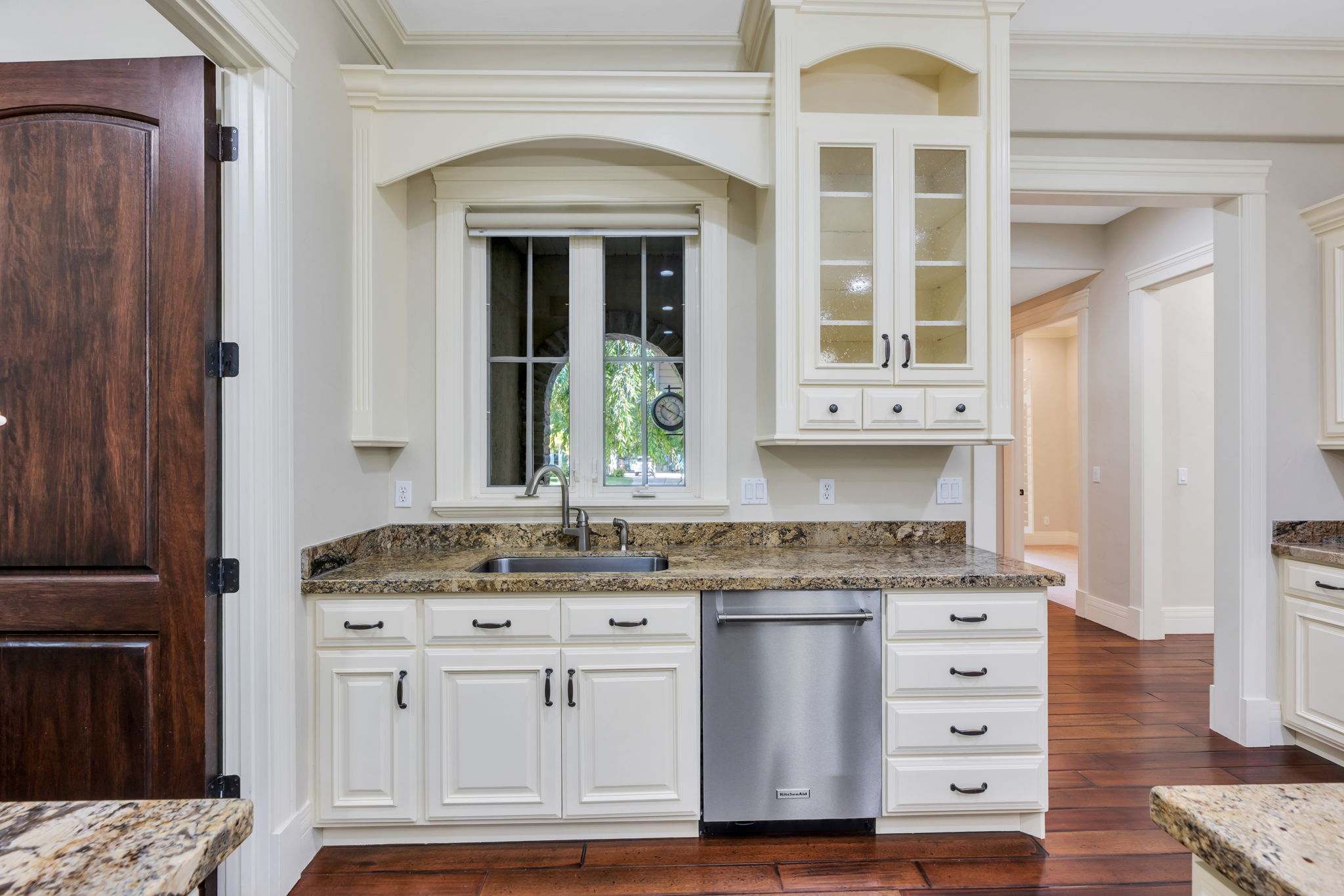 Kitchen with single large single sink and window