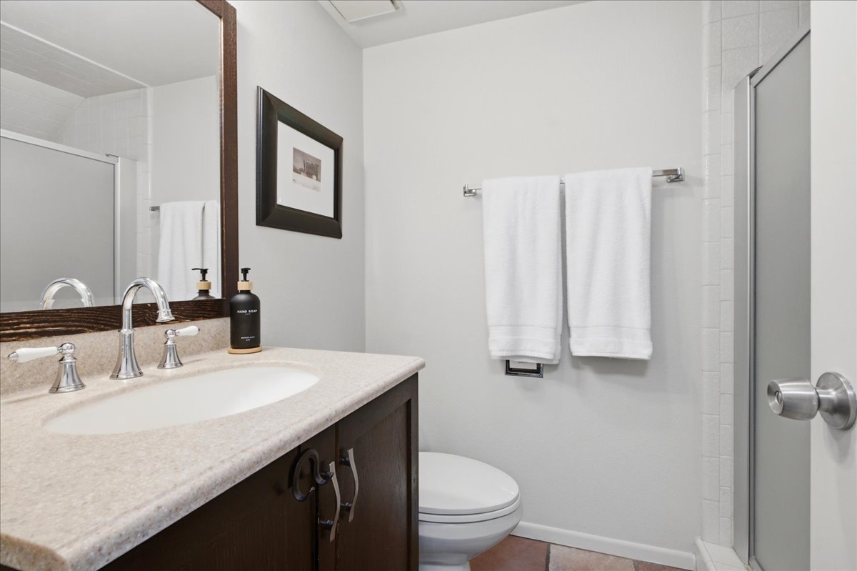 Full bath on main level with shower.