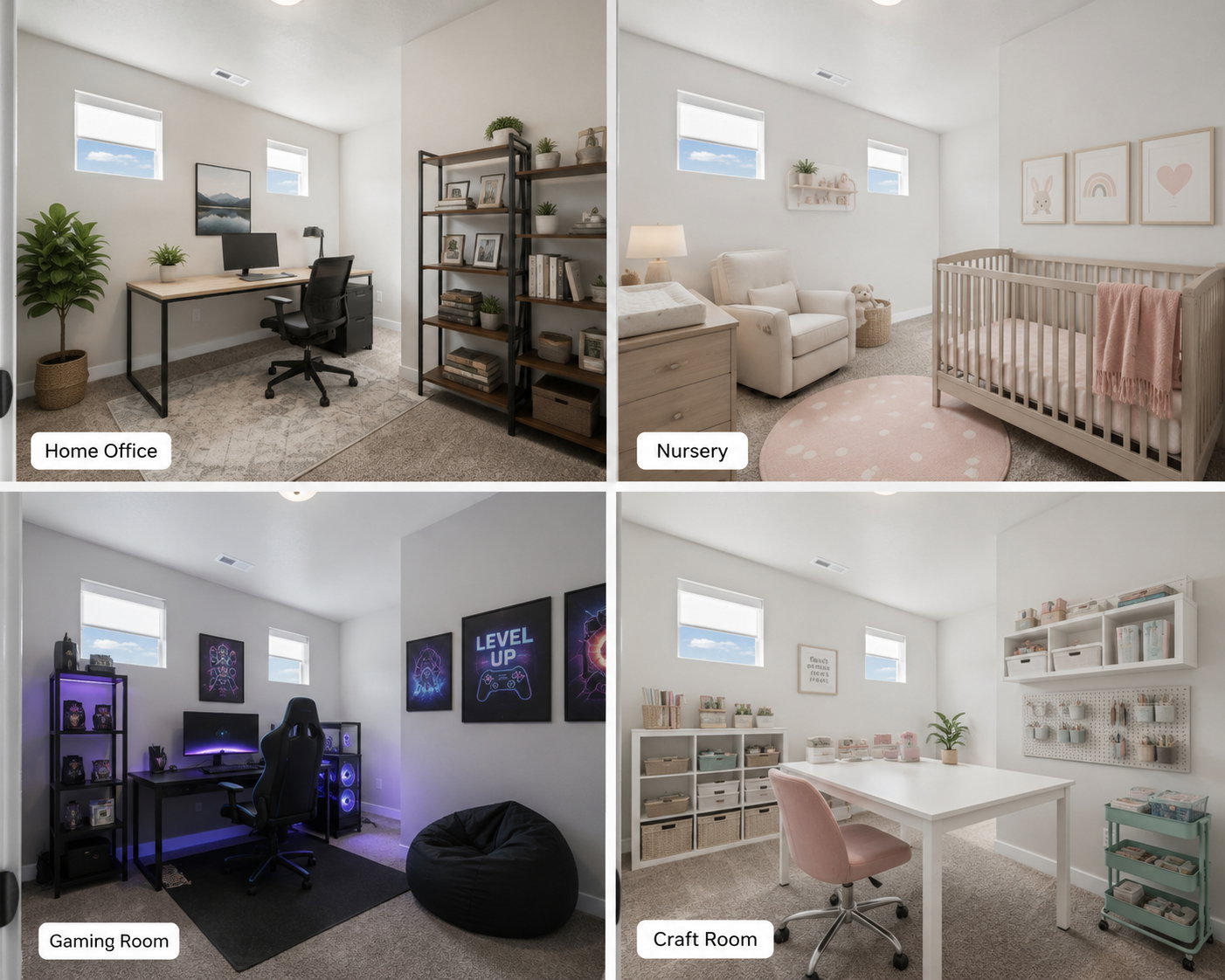 VIRTUALLY STAGED POSSIBILITIES FOR OFFICE/DEN