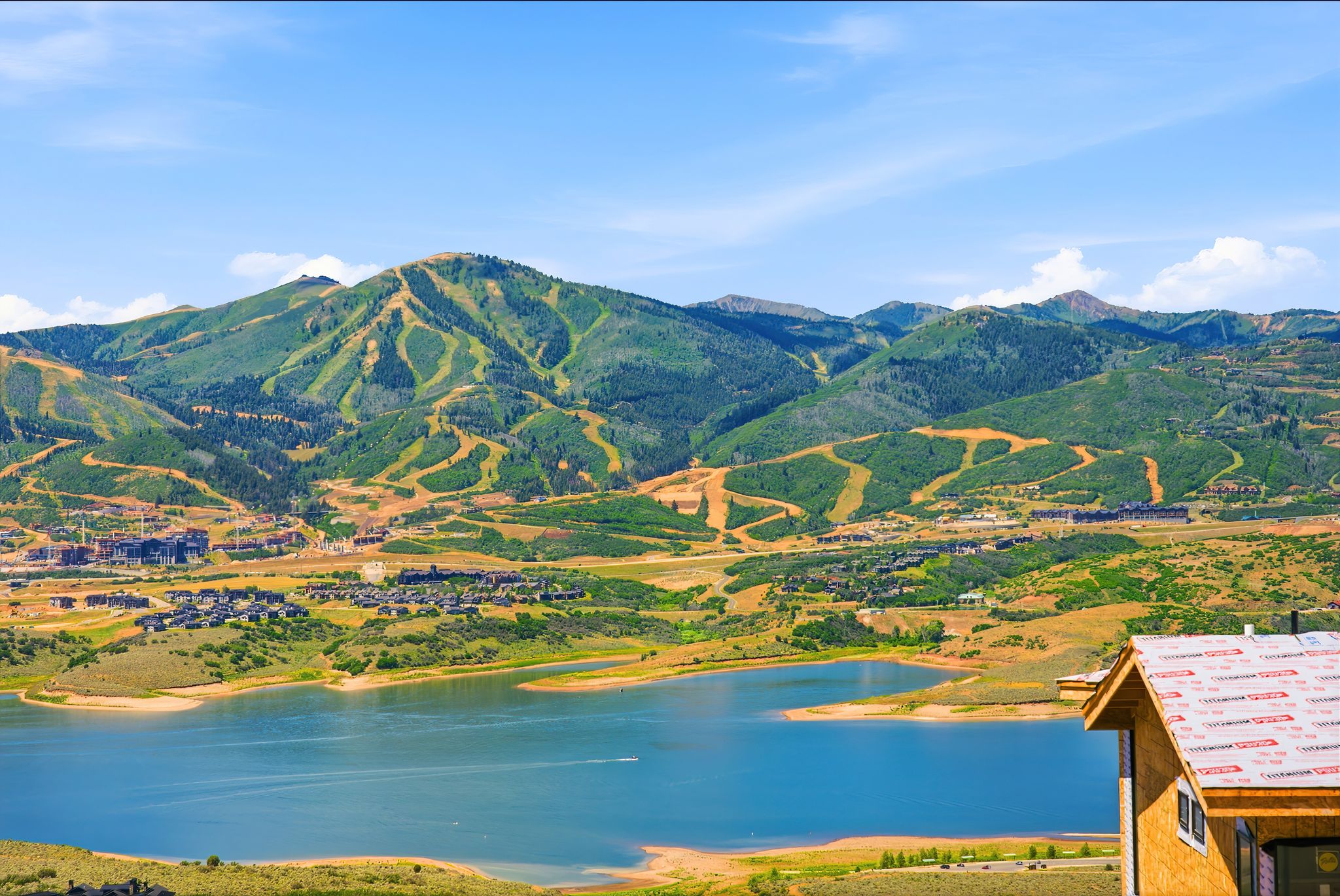 Expansive mountain and lake scenery