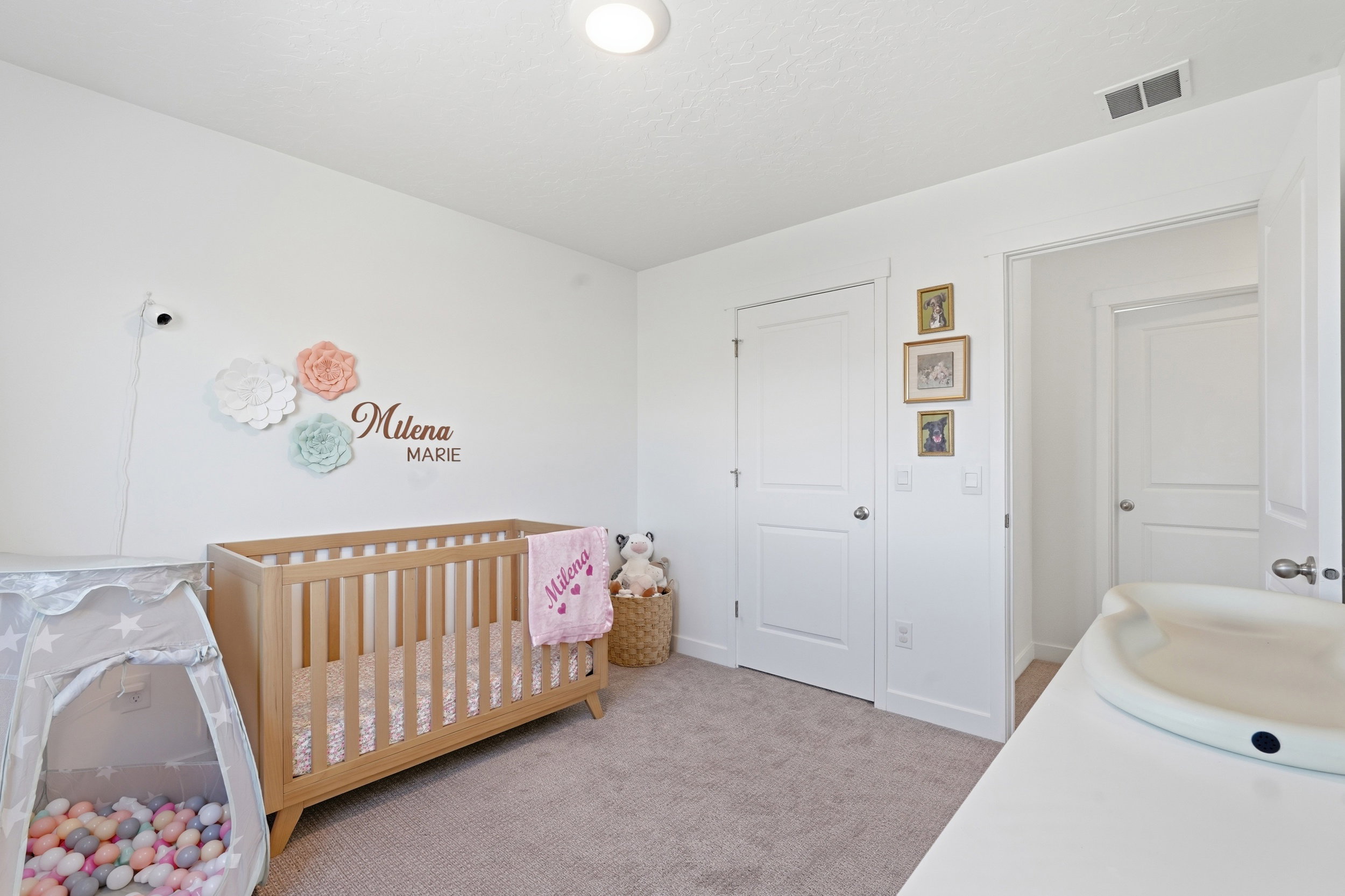 Neutral wall colors with carpeted flooring