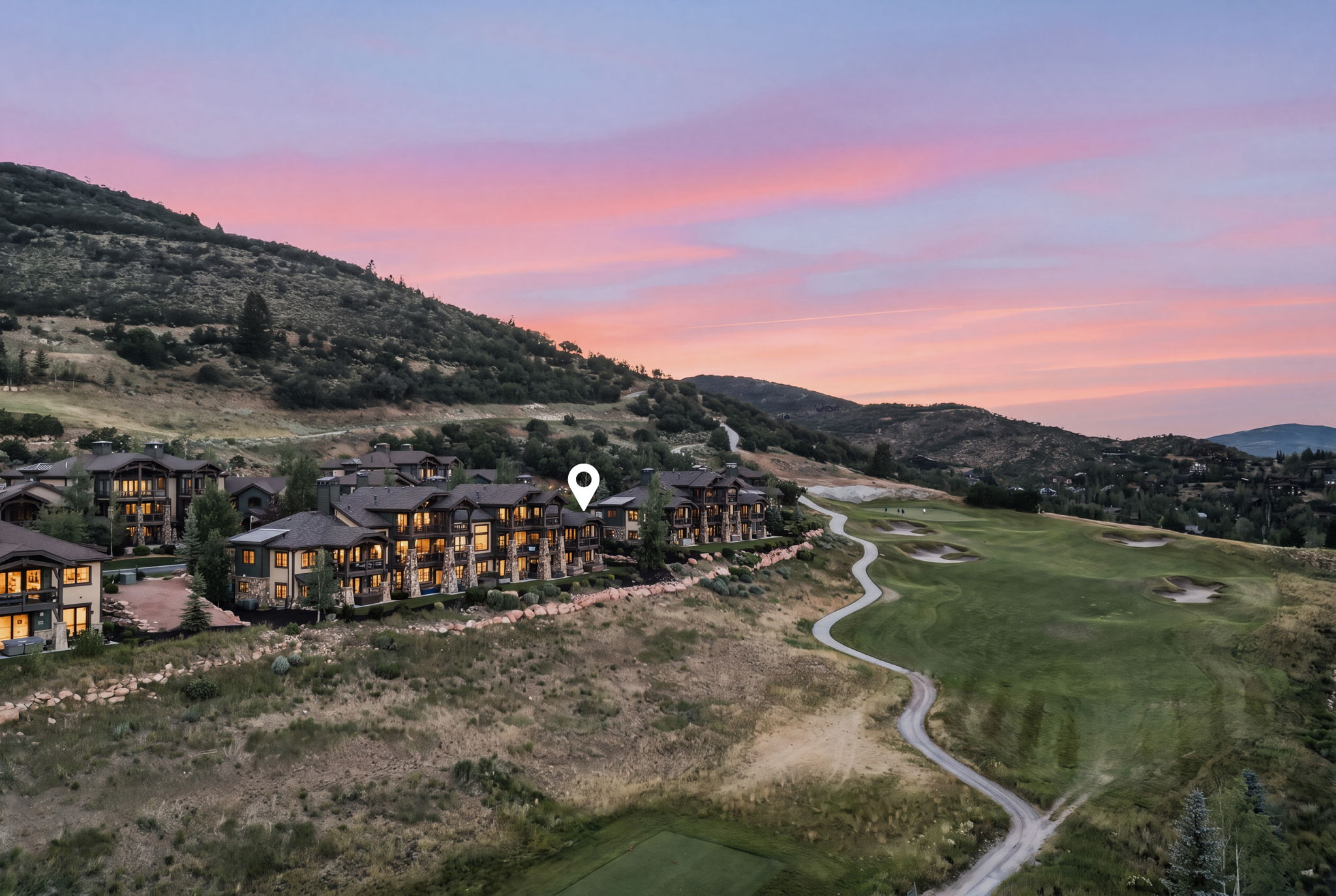 End unit, golf course, mountain, and valley views