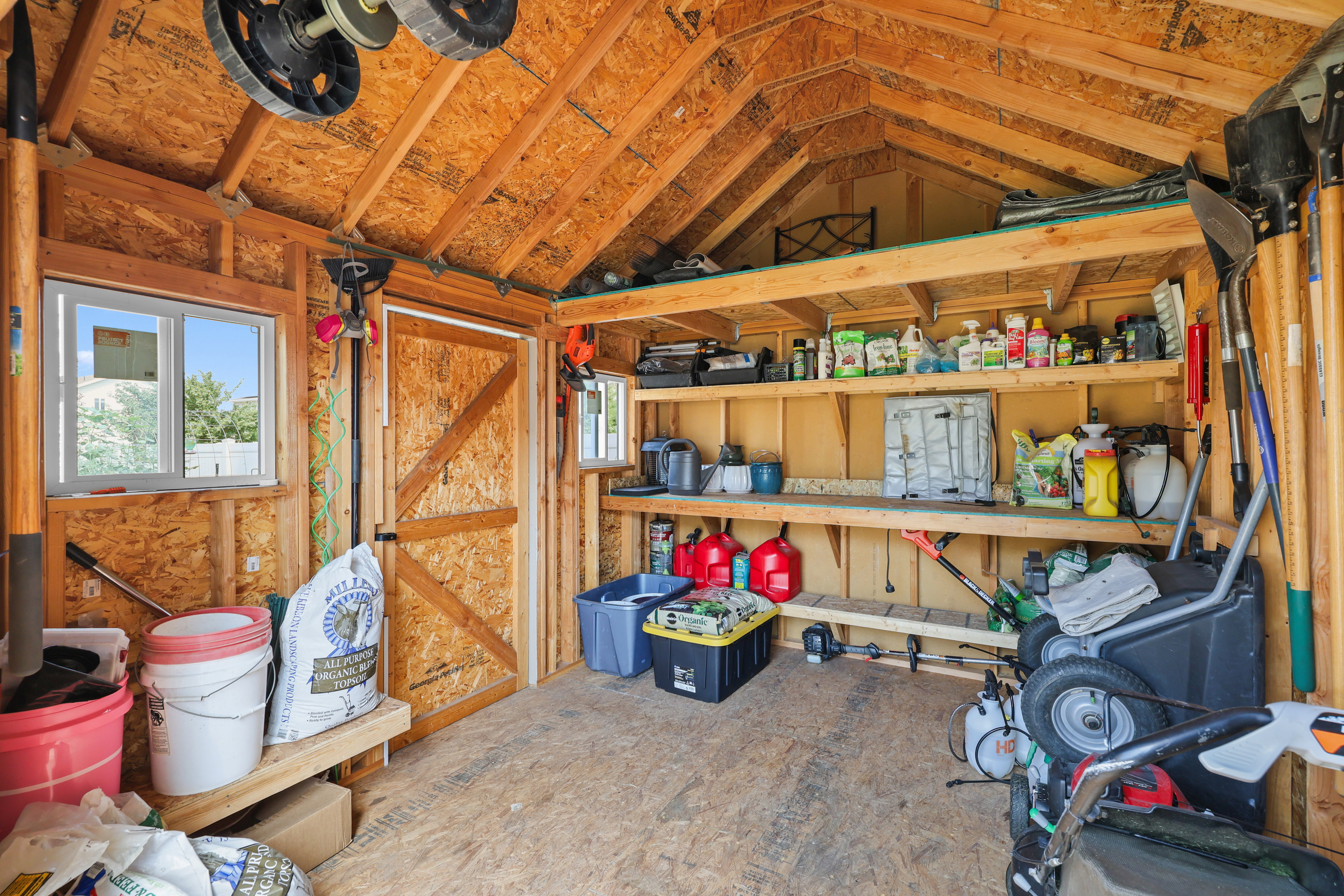 Interior of storage shed