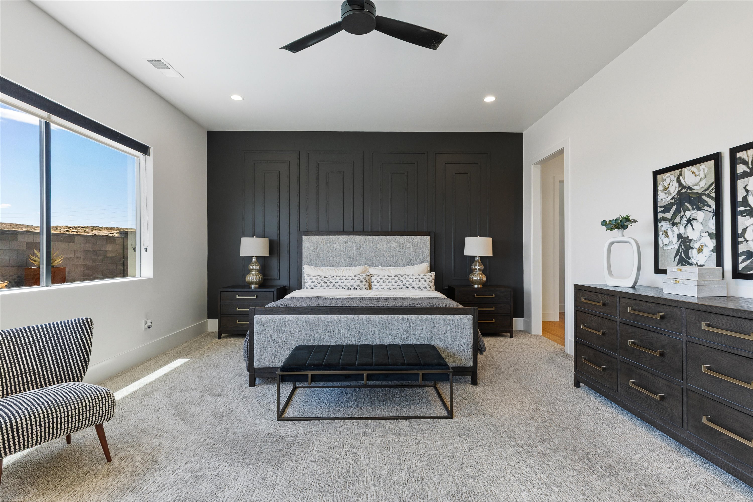 Large Primary Bedroom with Accent Wall