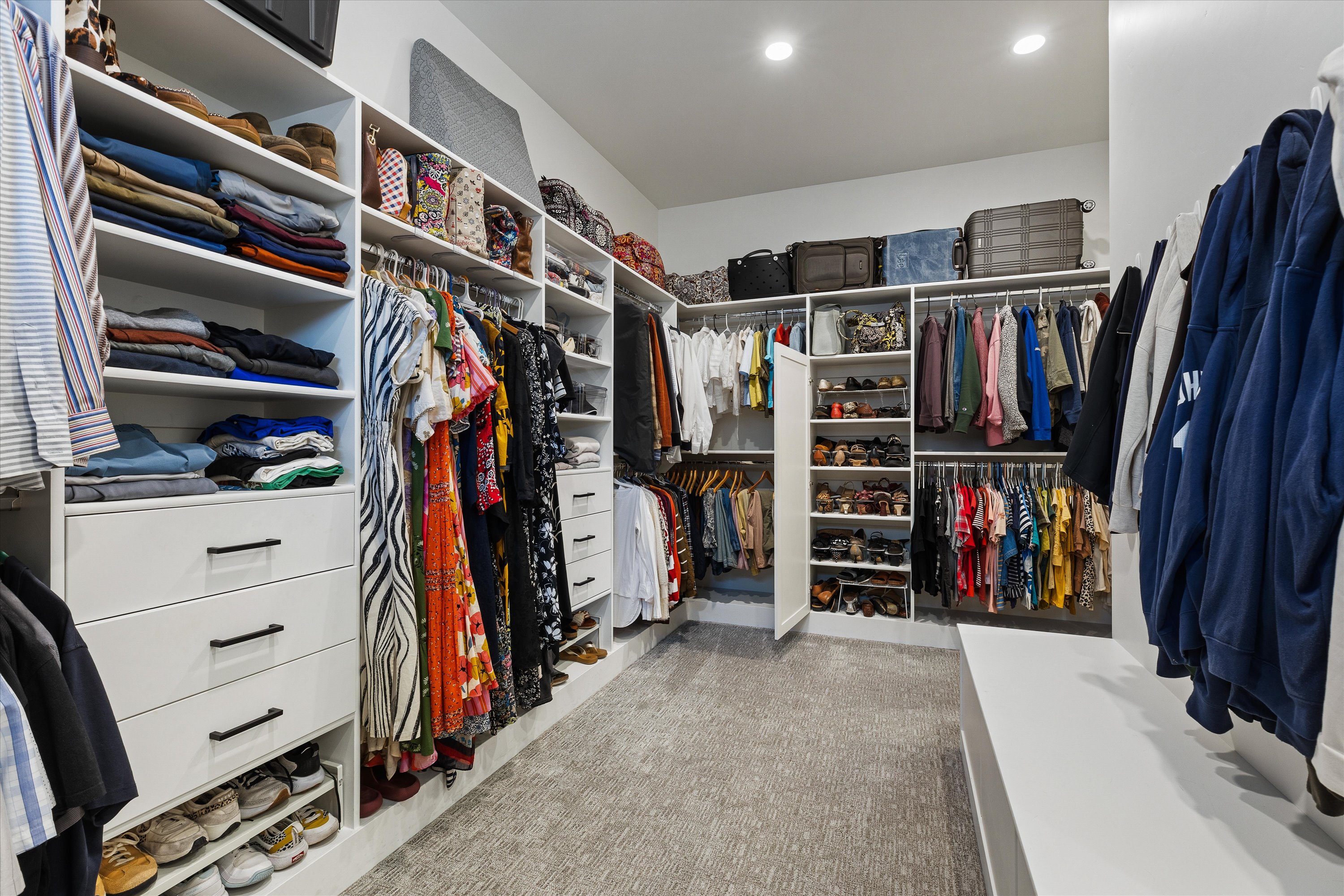 Huge Wraparound Closet with Drawers, Hidden Storage & Washer/Dryer Hookups