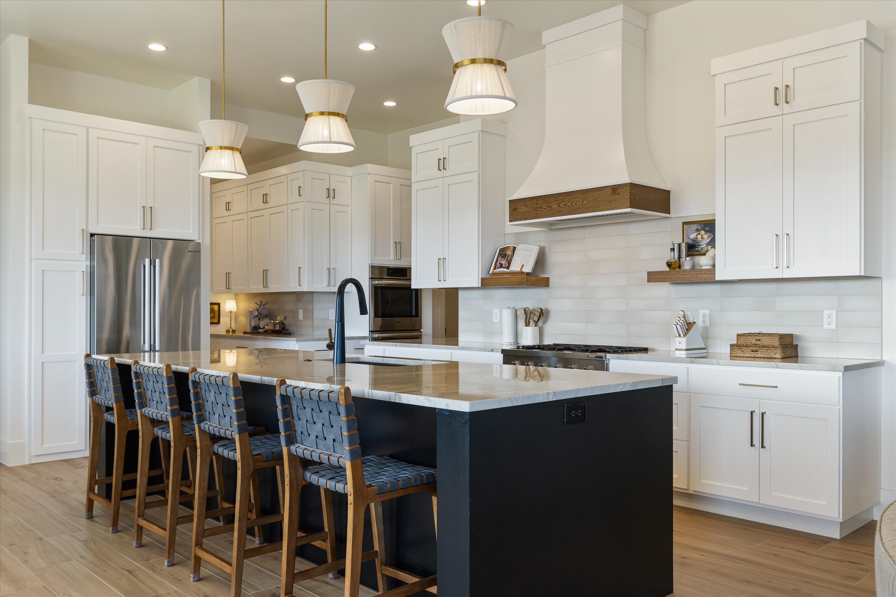 Large Kitchen with Natural Quartzite Countertops