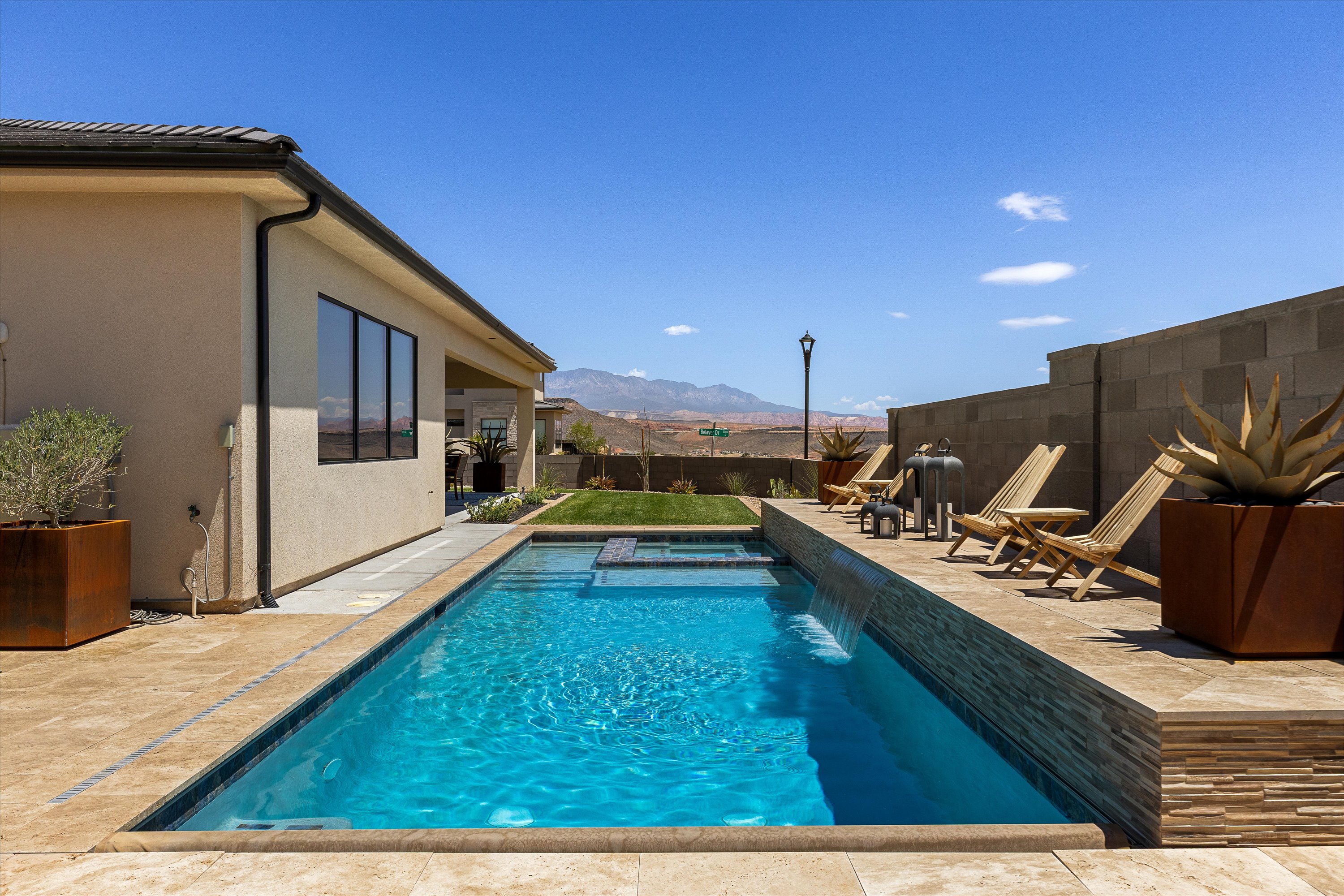 Heated Saltwater Pool with Spa, Waterfall Feature & Automatic Cover