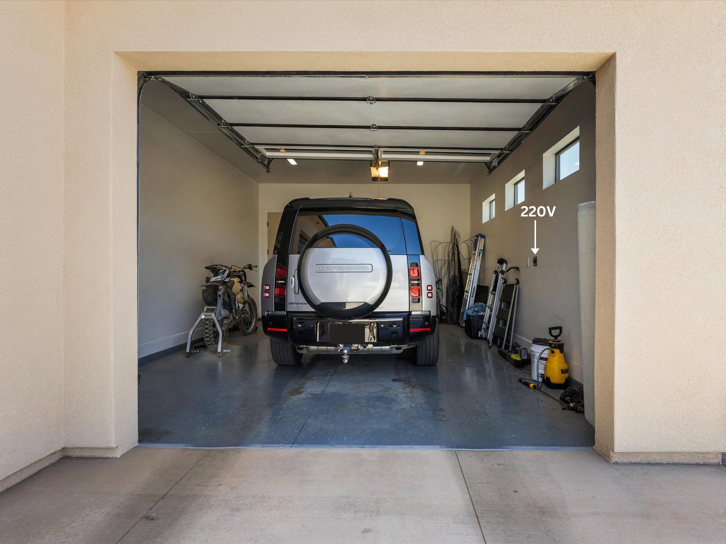 Spacious Garage with Epoxy Floor and 220V for Electric Cars
