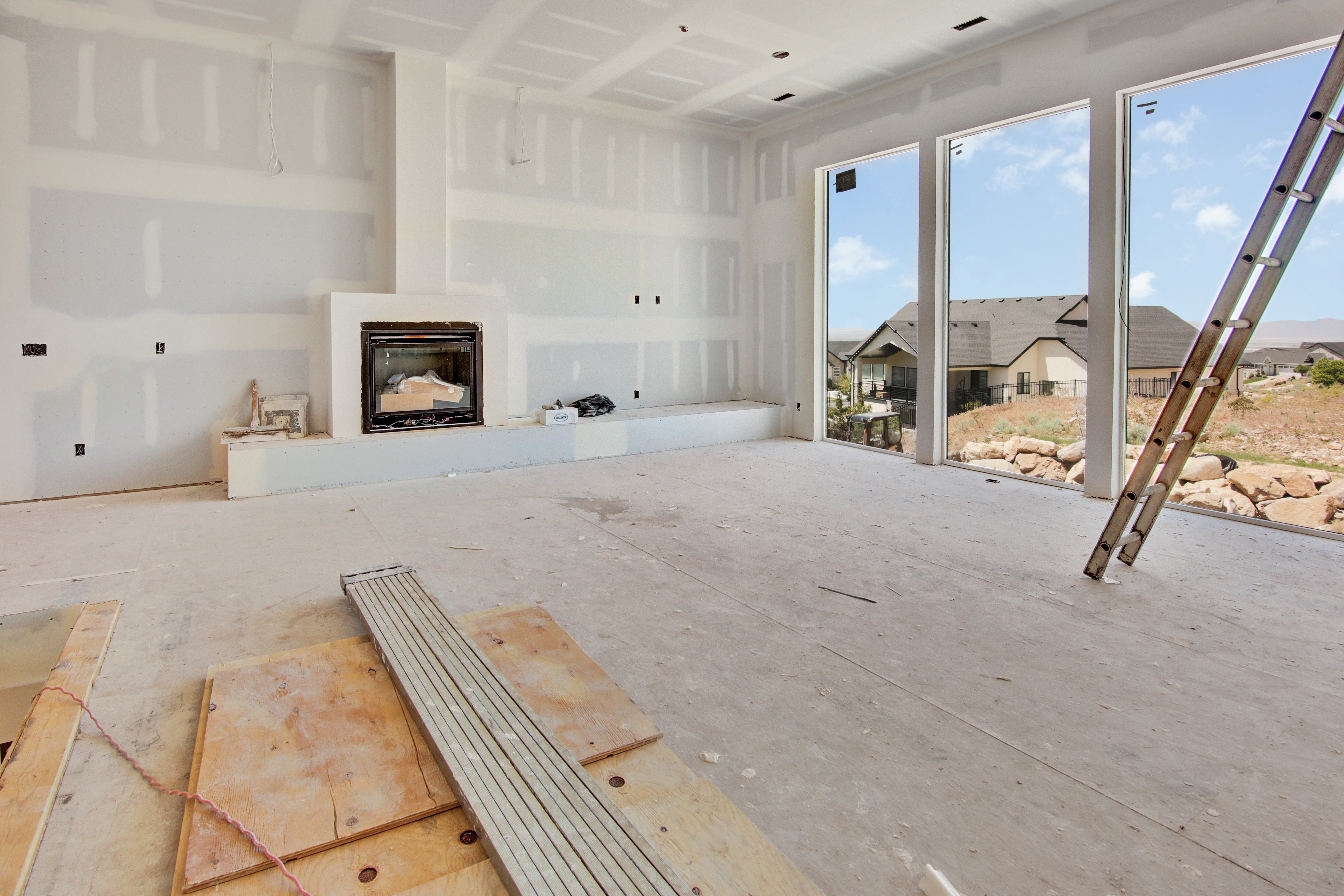 Big built in entertainment center with 100 inch tv