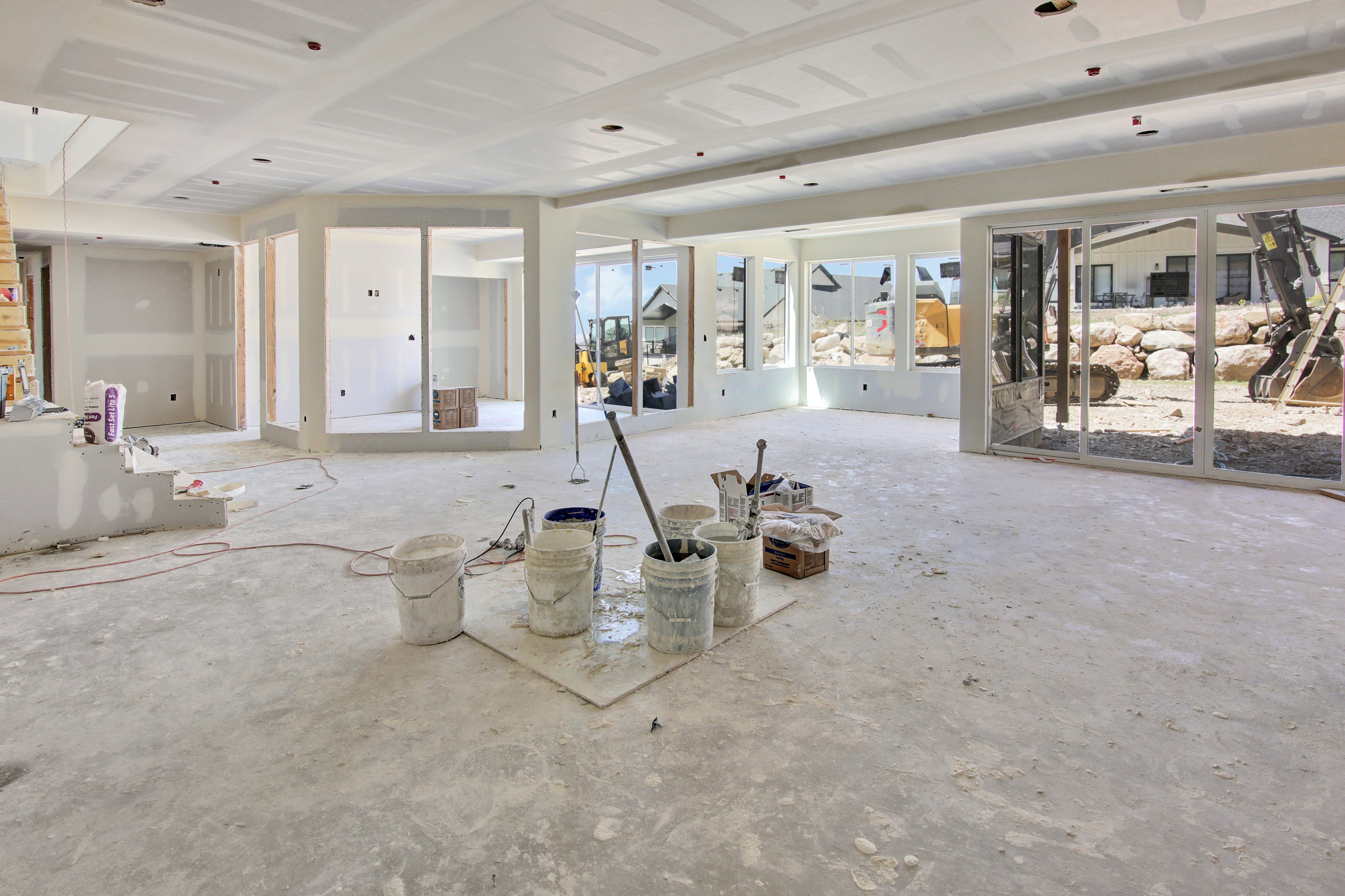 Basement gym with common area.