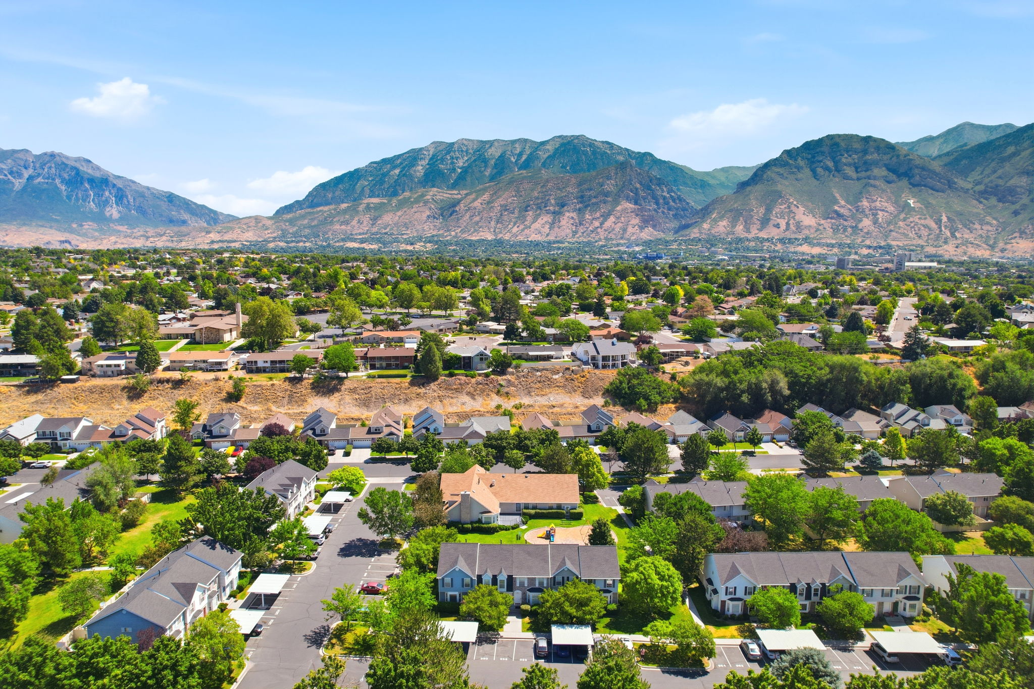 Expansive residential area featuring numerous homes and mature landscaping