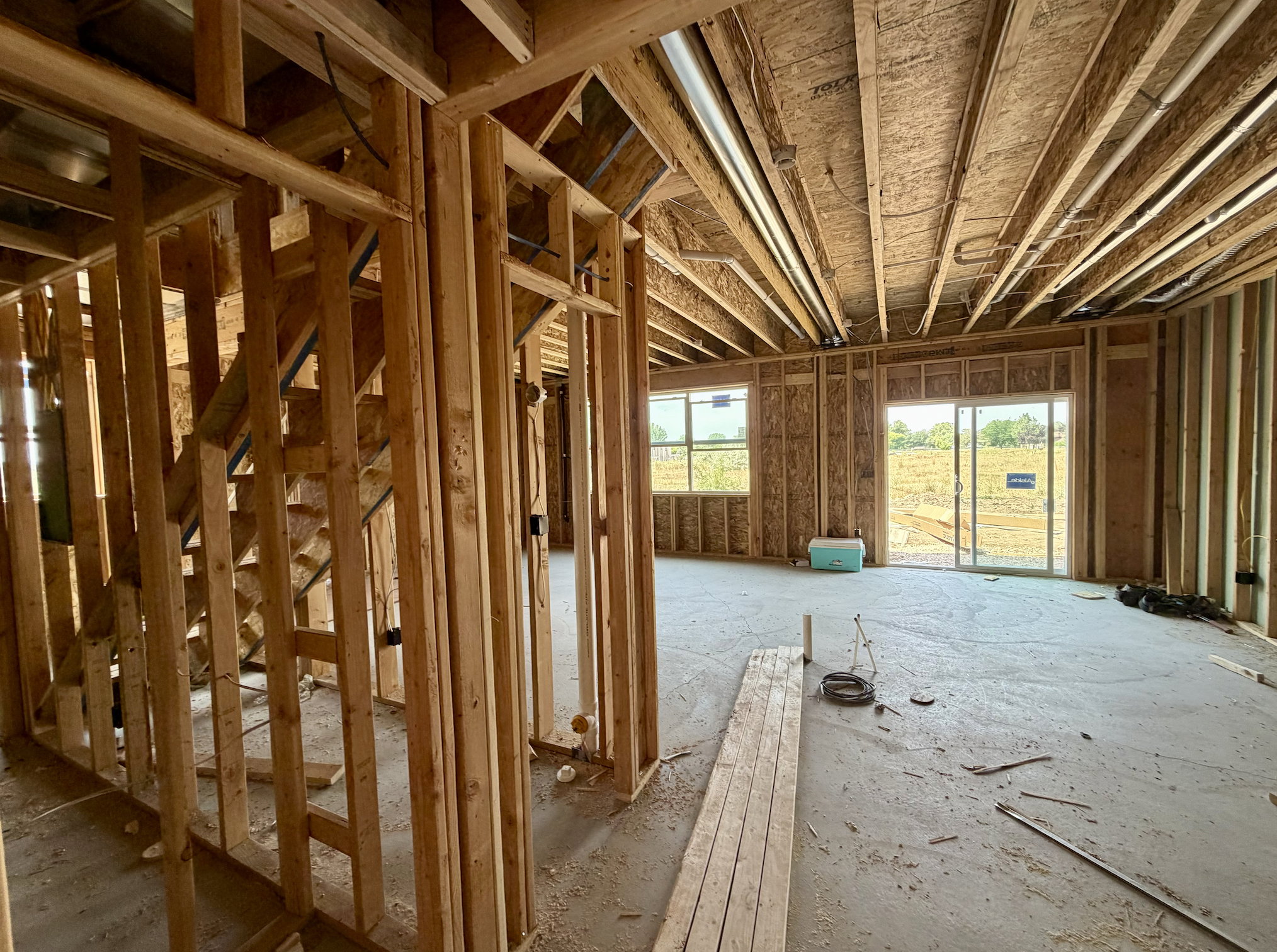 New construction framing showcasing structural elements