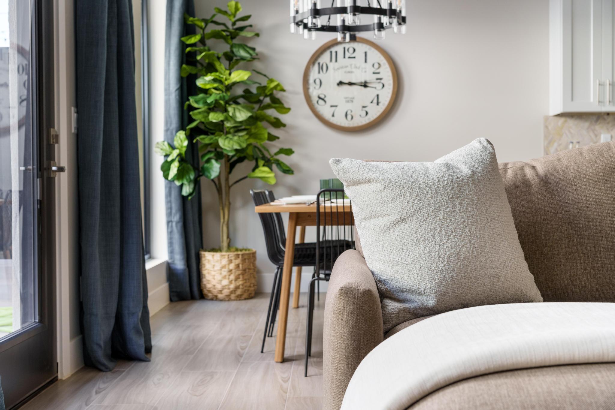 Open concept living space featuring light wood-finish flooring