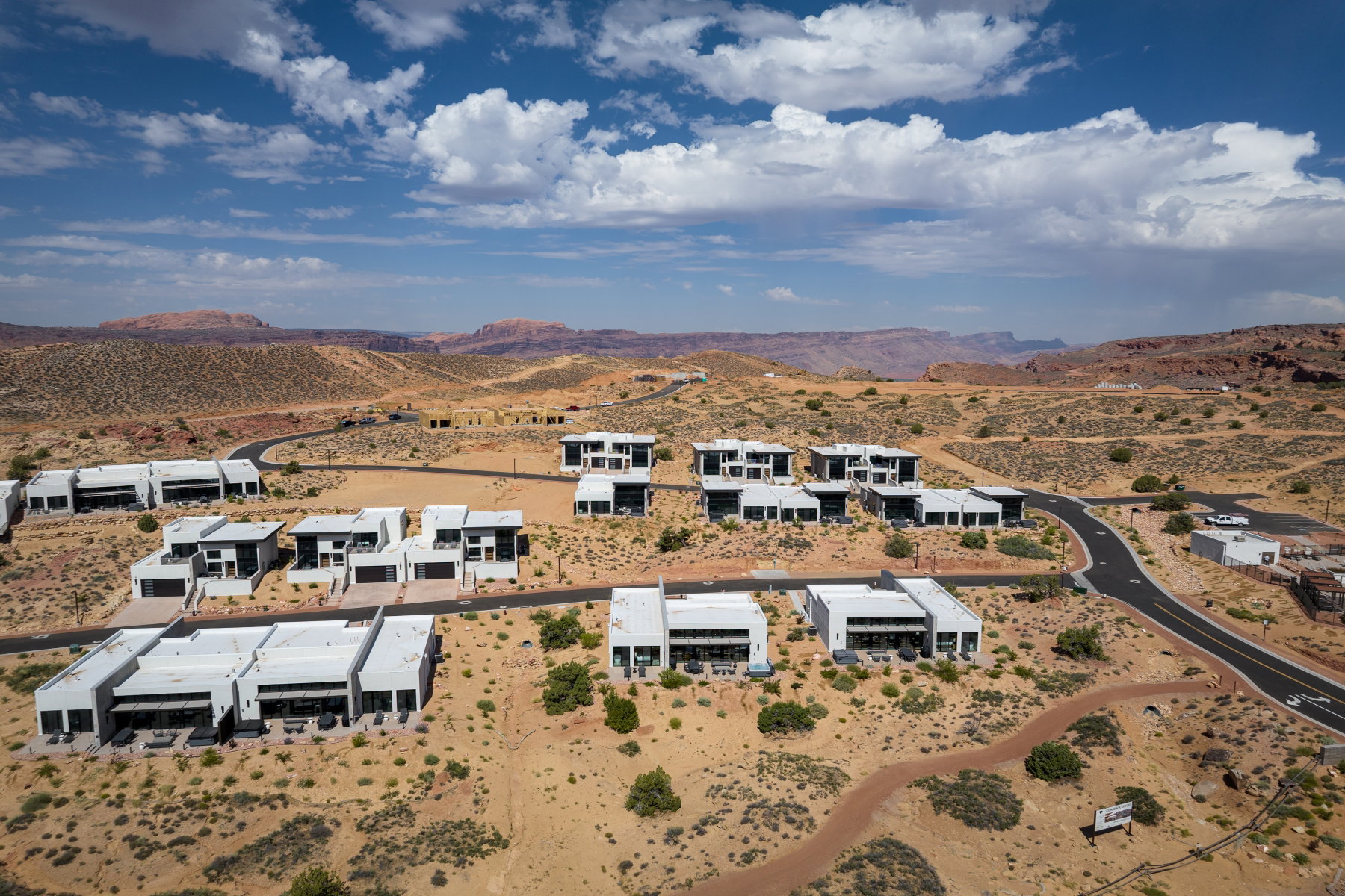 Modern desert community featuring multiple distinct residential structures