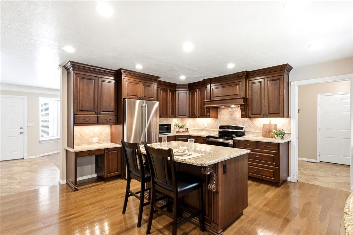 Custom kitchen with convenient desk area