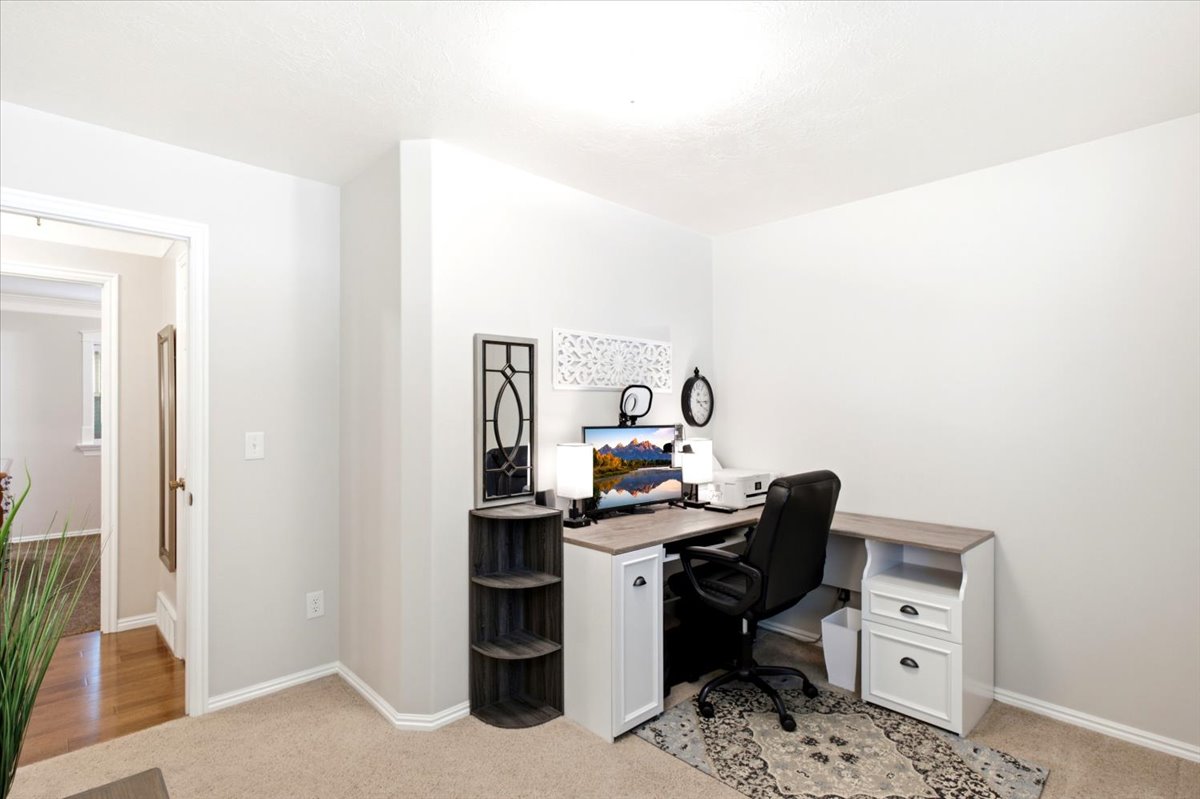 Flexible room can be office or bedroom. Closet space was given to Primary walk in closet but can be converted back