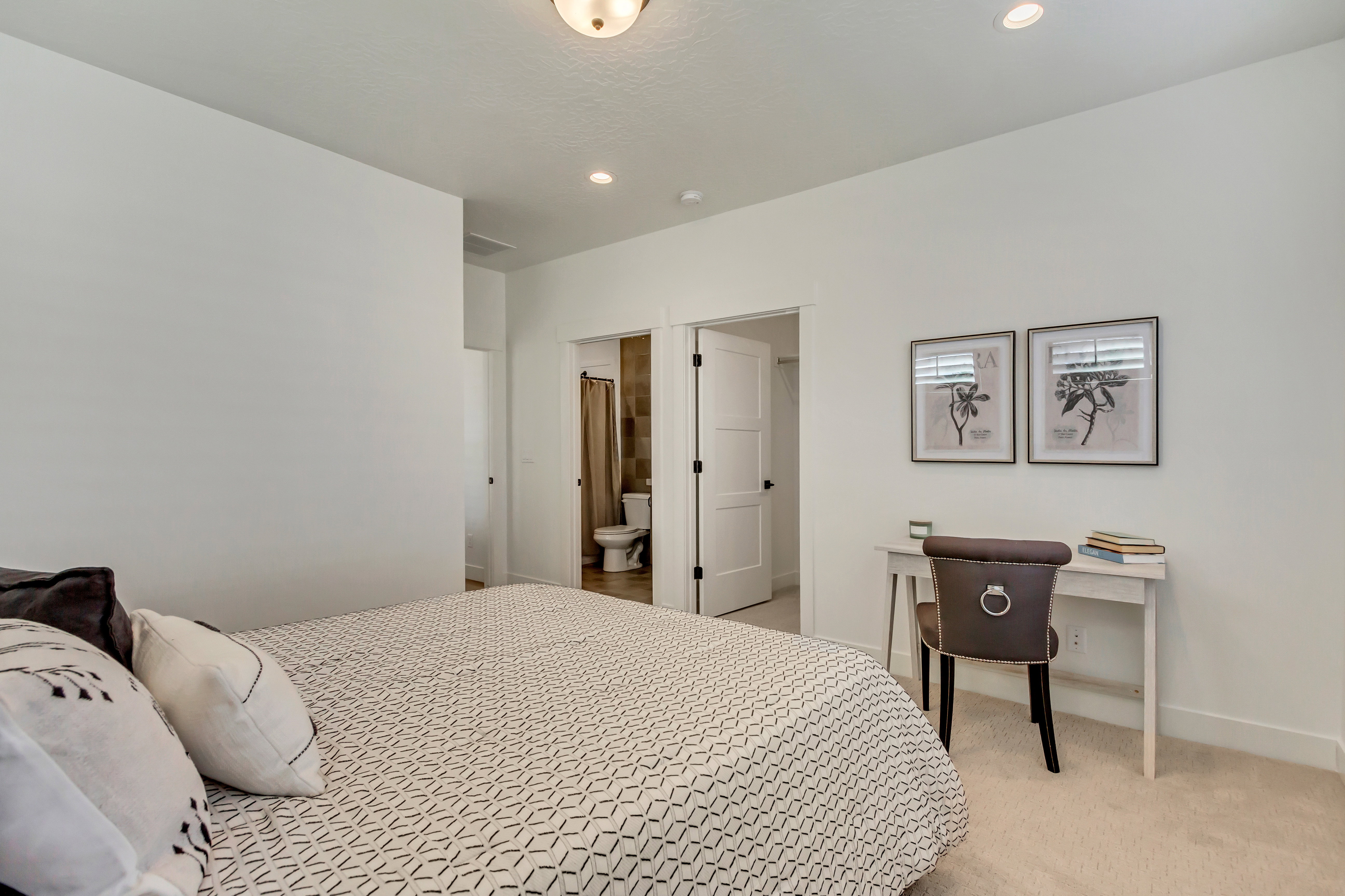 White walls featuring recessed lighting and a ceiling-mounted fixture