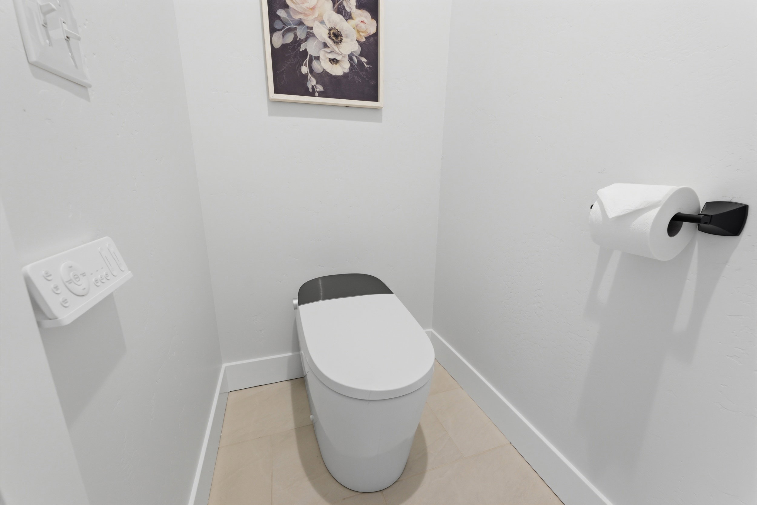 Modern toilet with a sleek, low-profile design
