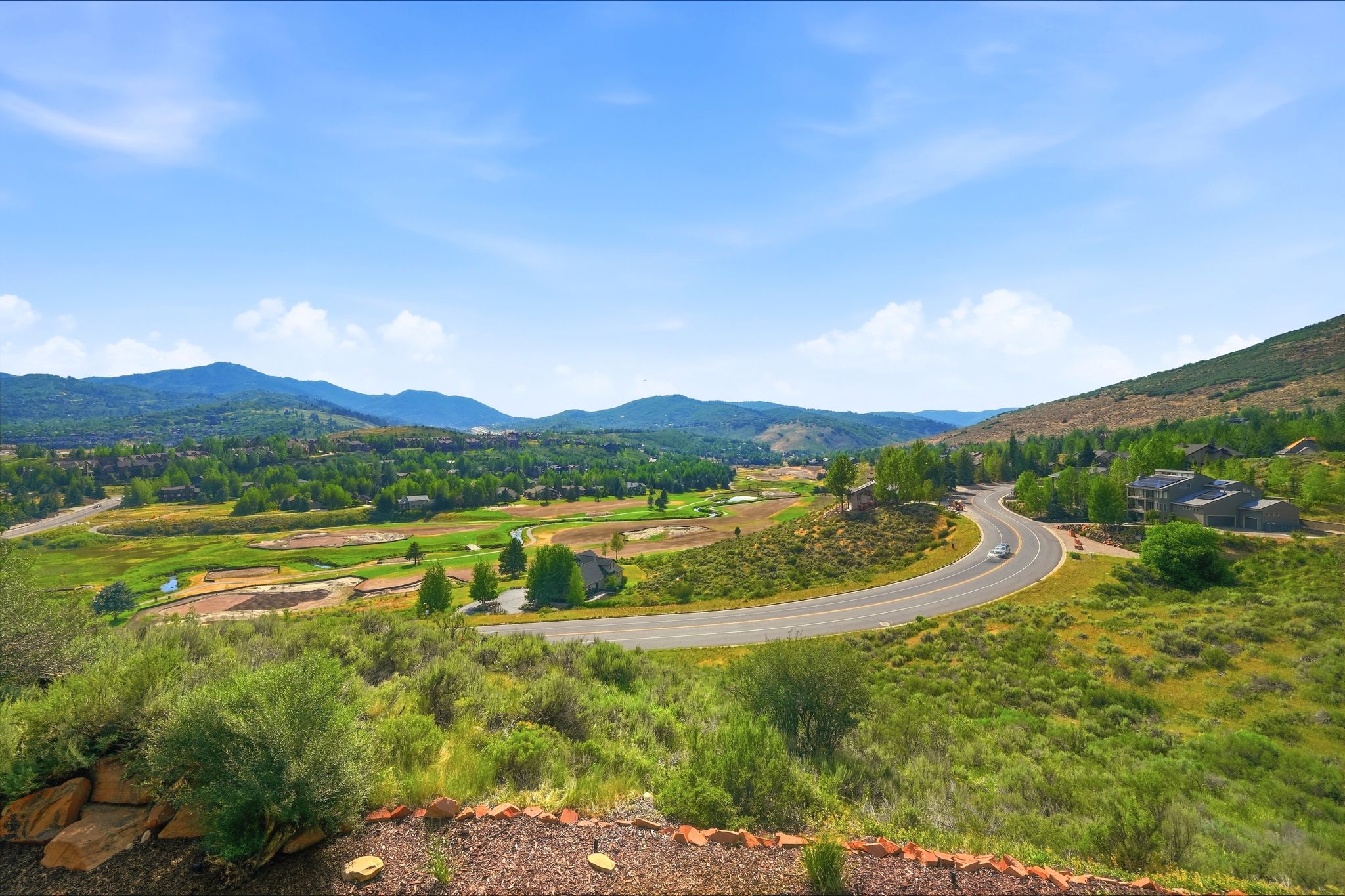 Expansive mountain and golf course scenery