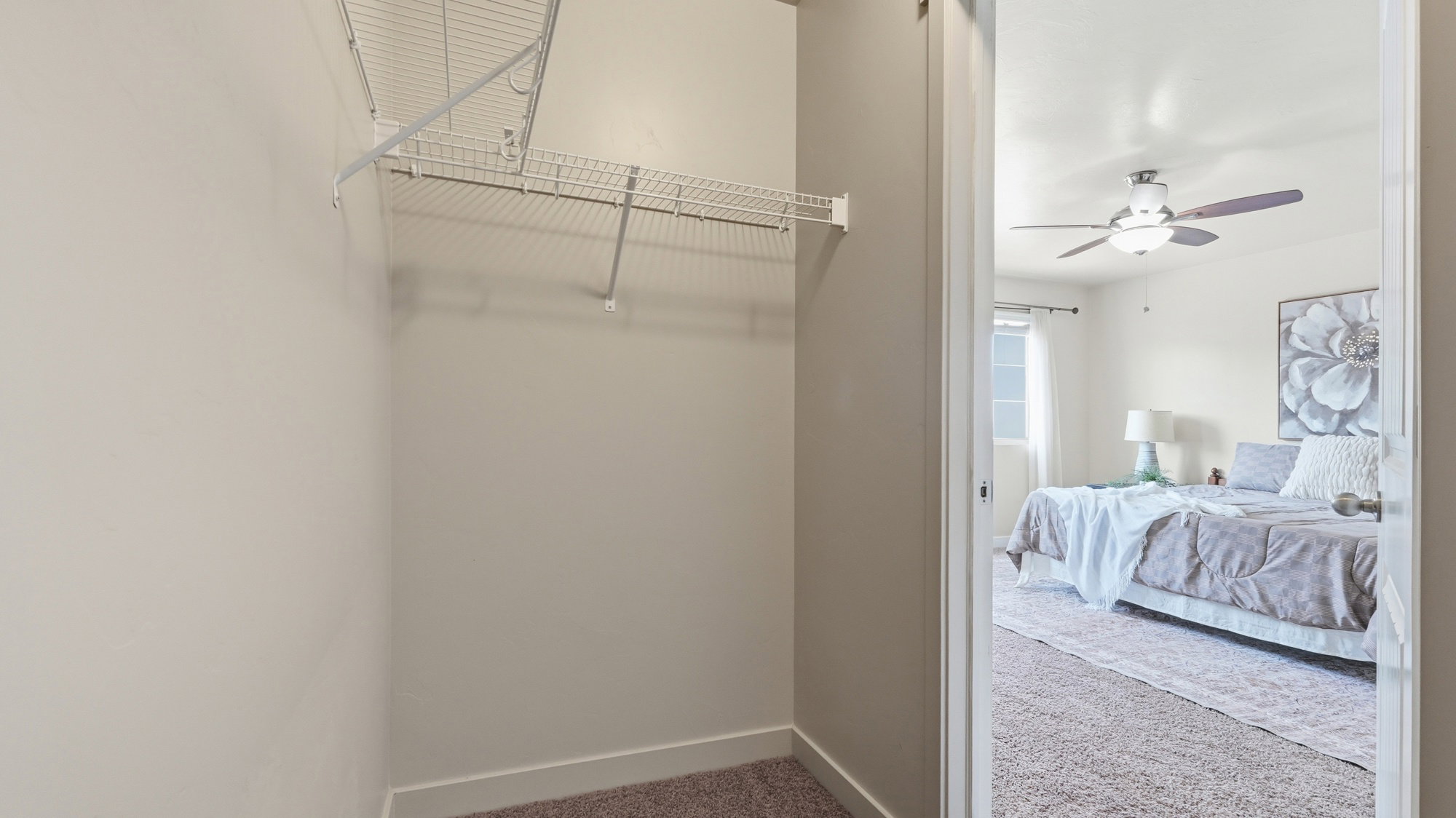 Built-in closet shelving and hanging rods