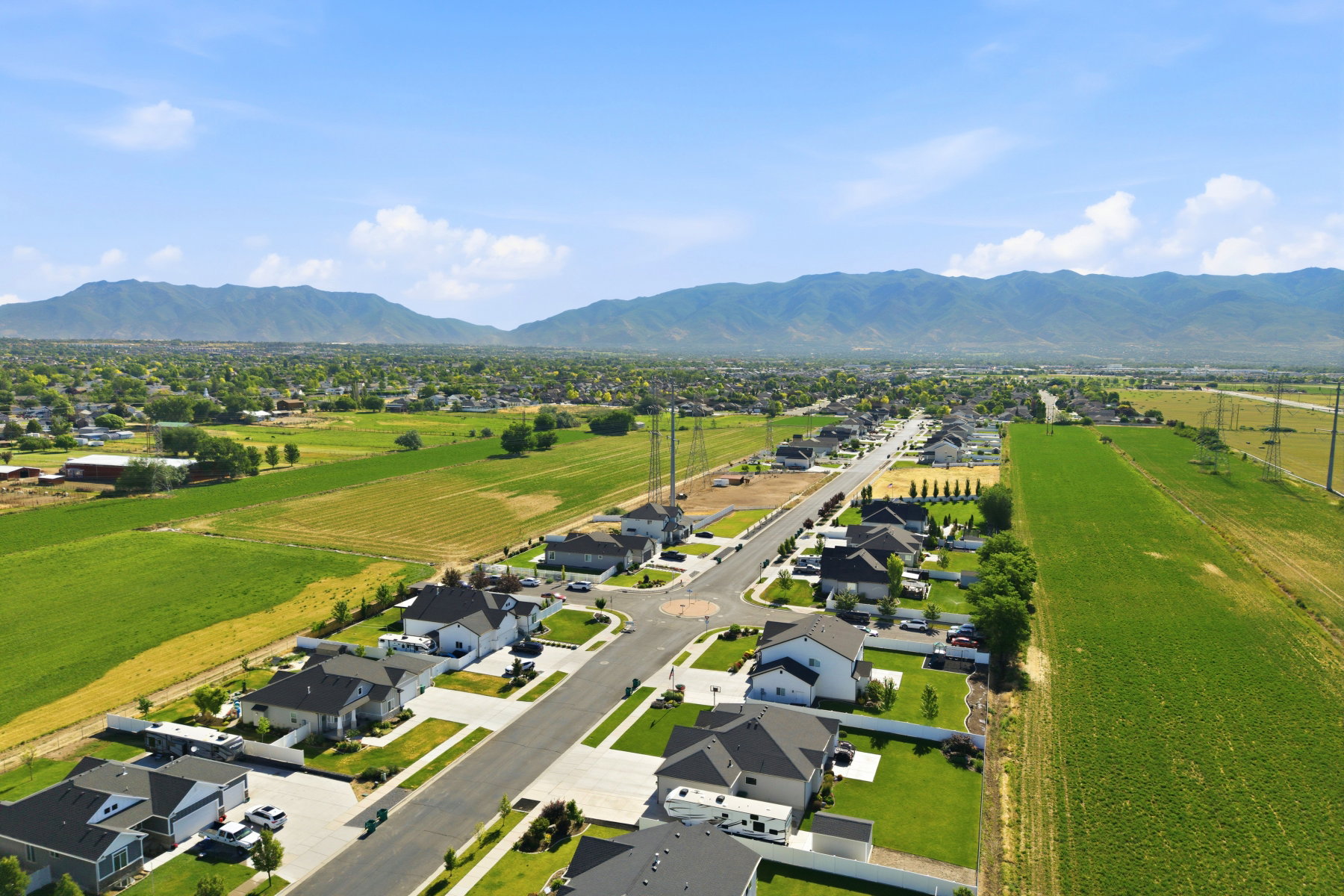Aerial view of neighborhood