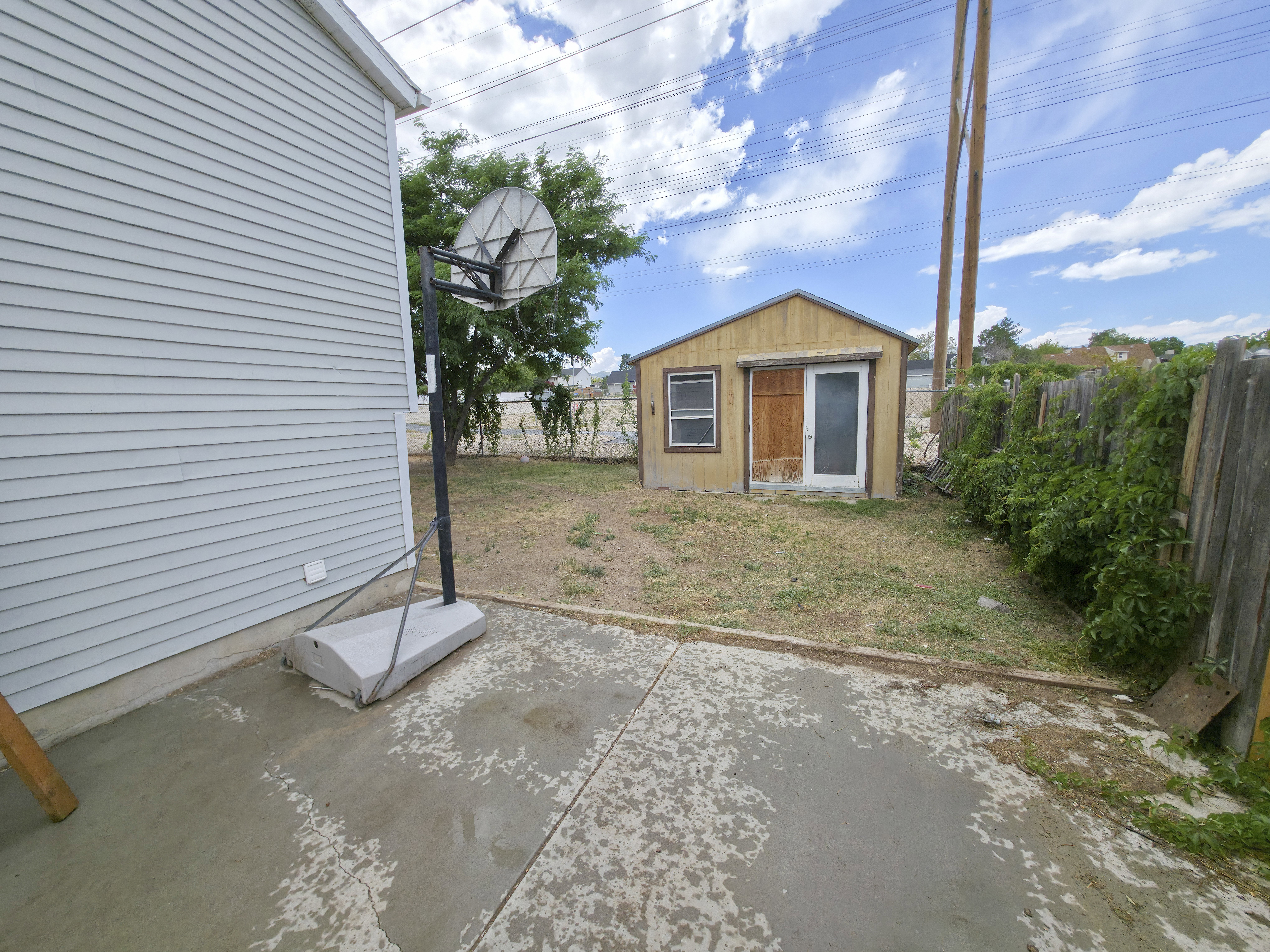 West facing view: Basketball standard INCLUDED!