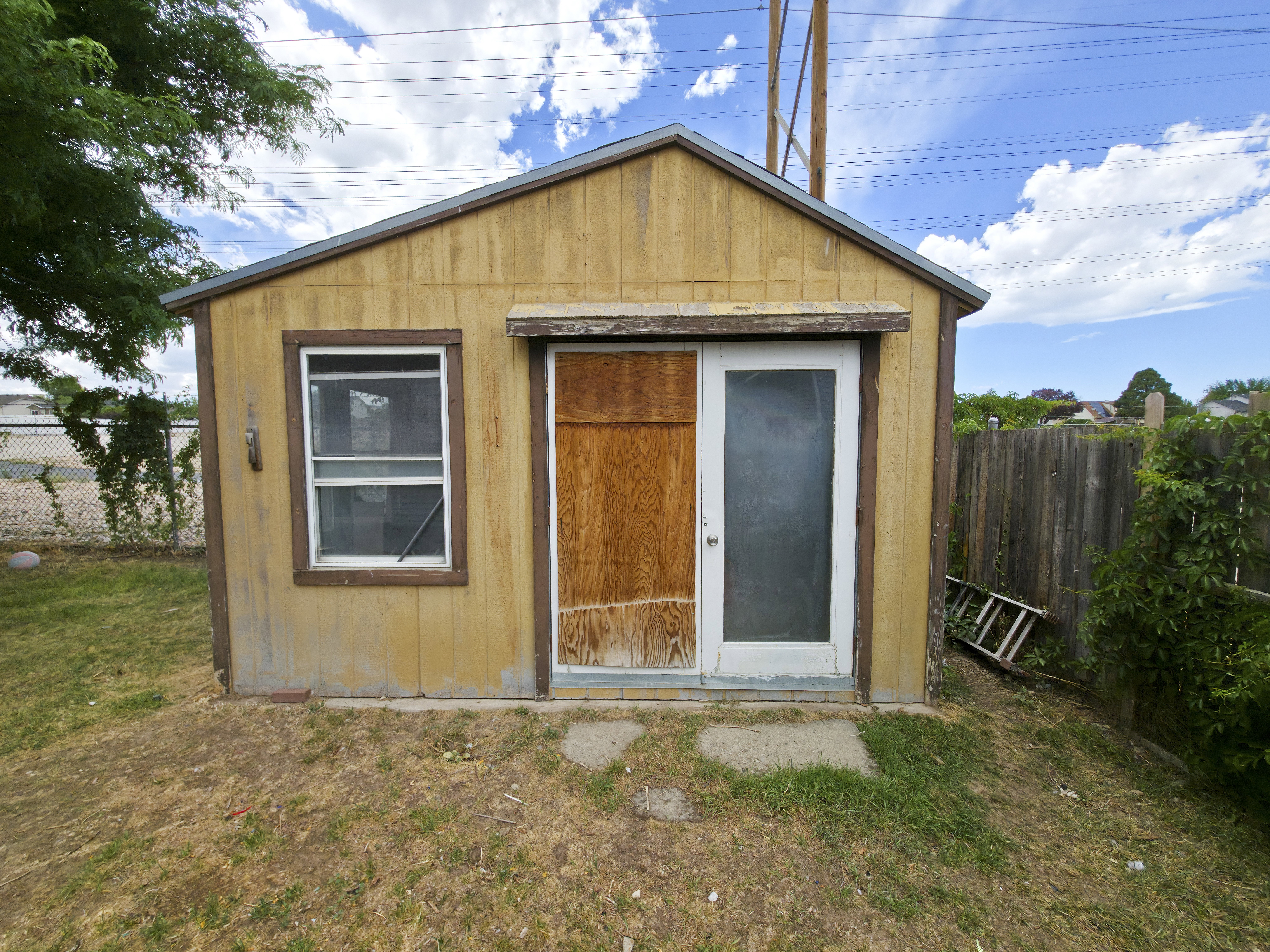 Backyard storage shed.