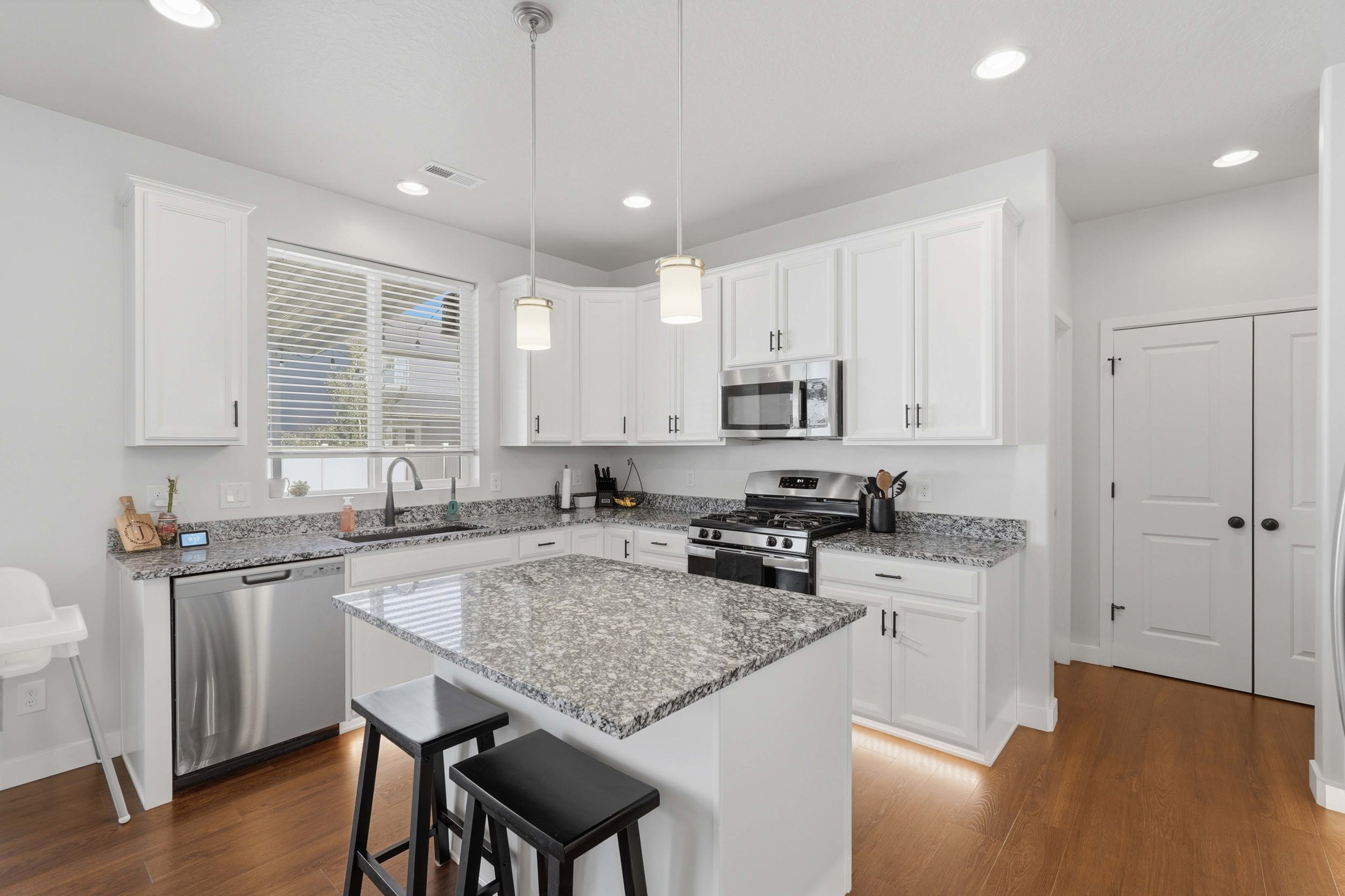 Kitchen, with upgraded counter tops, under cabinets  lights, soft-close-cabinets and gas range
