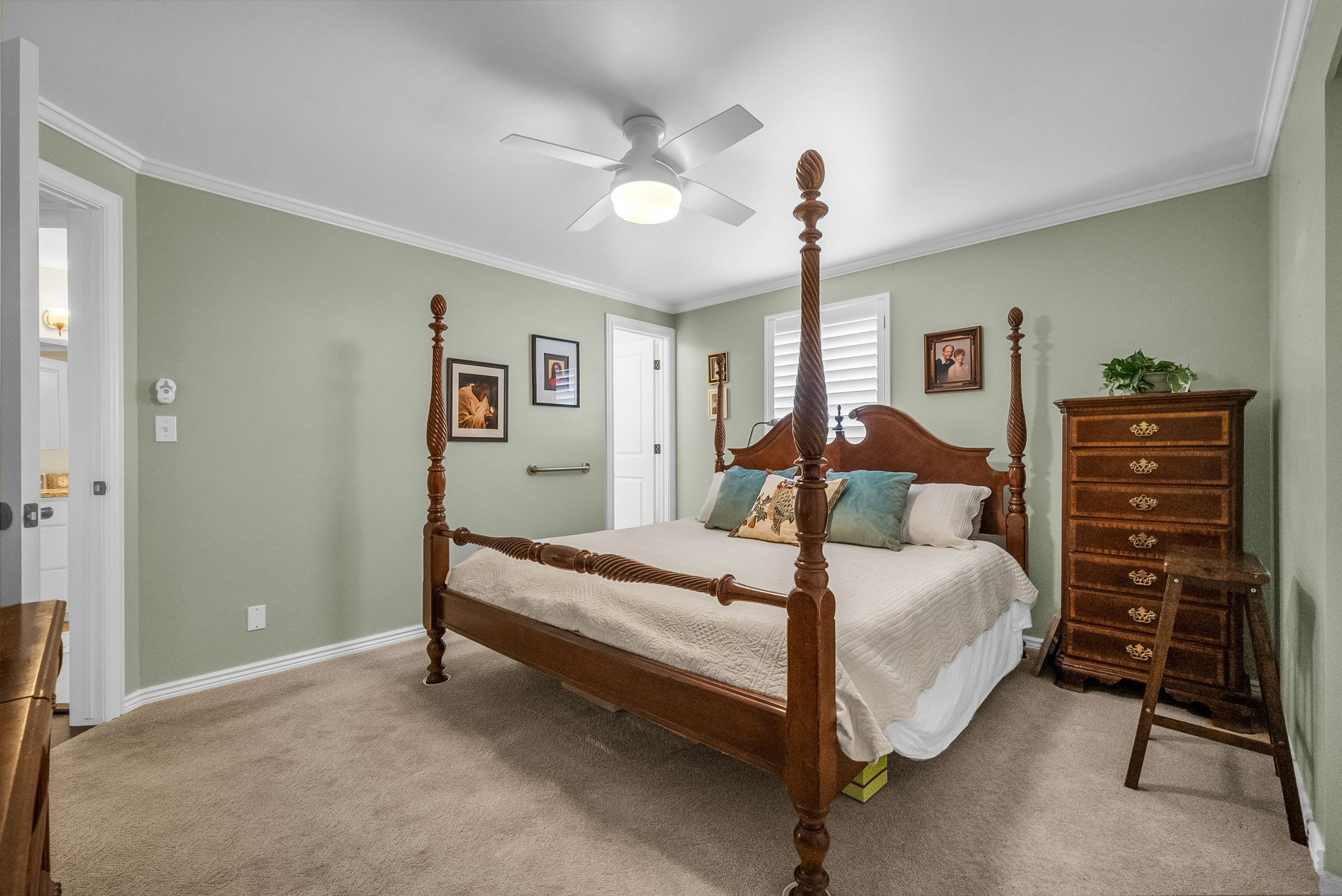 Primary bedroom with attached bathroom