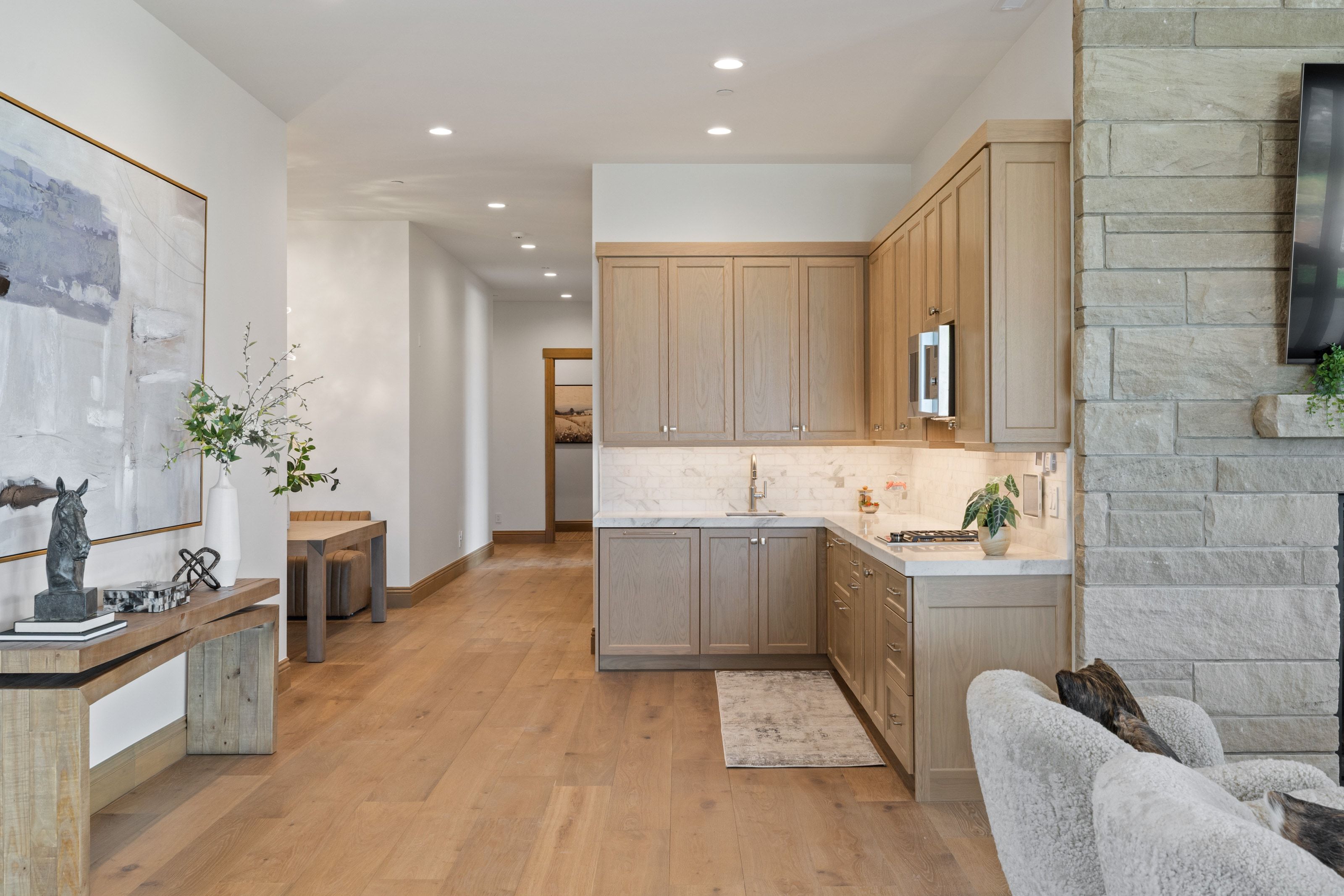 Wood-finish flooring throughout