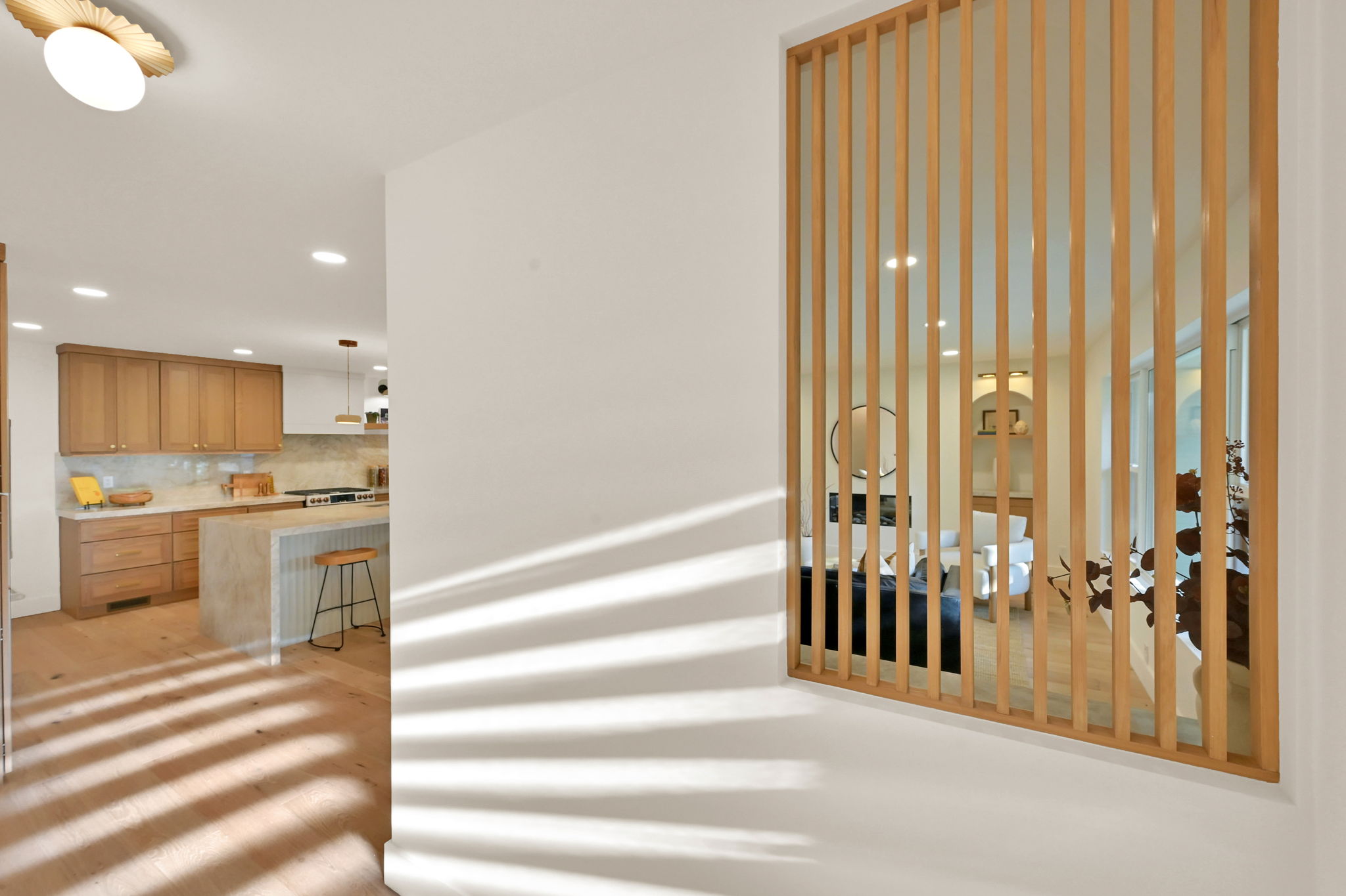 Entry with wood slats