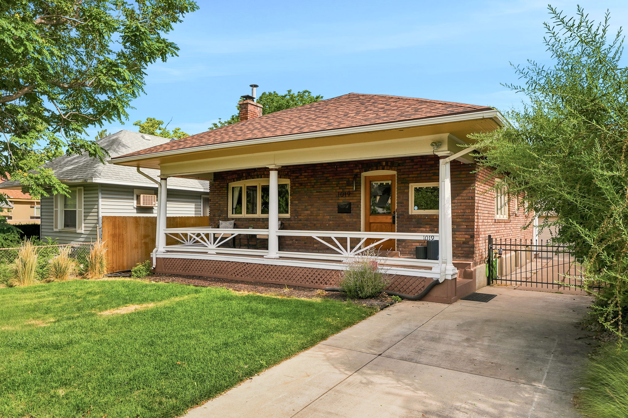 Brick exterior with covered front porch