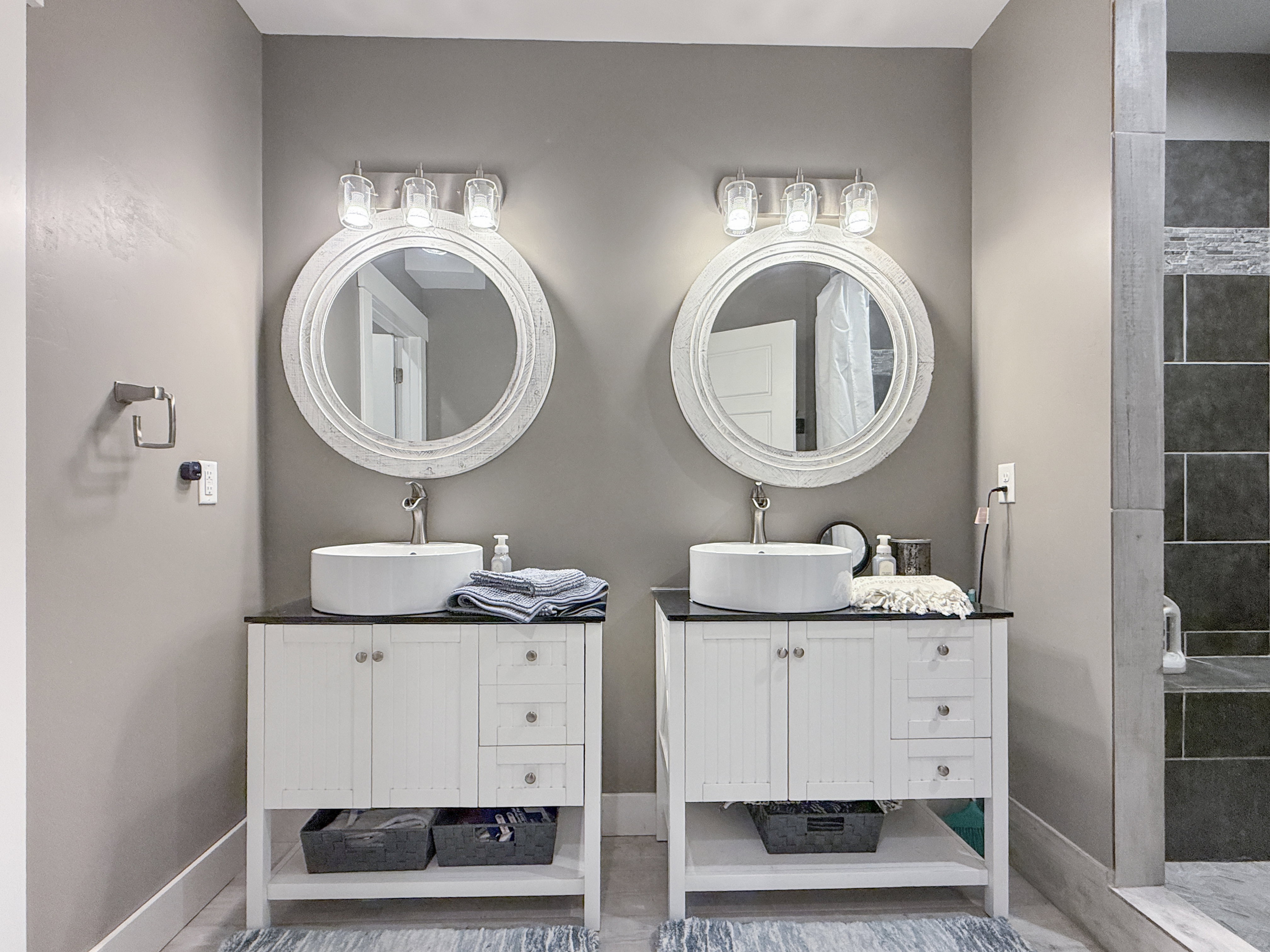 Basement Bathroom double vanities