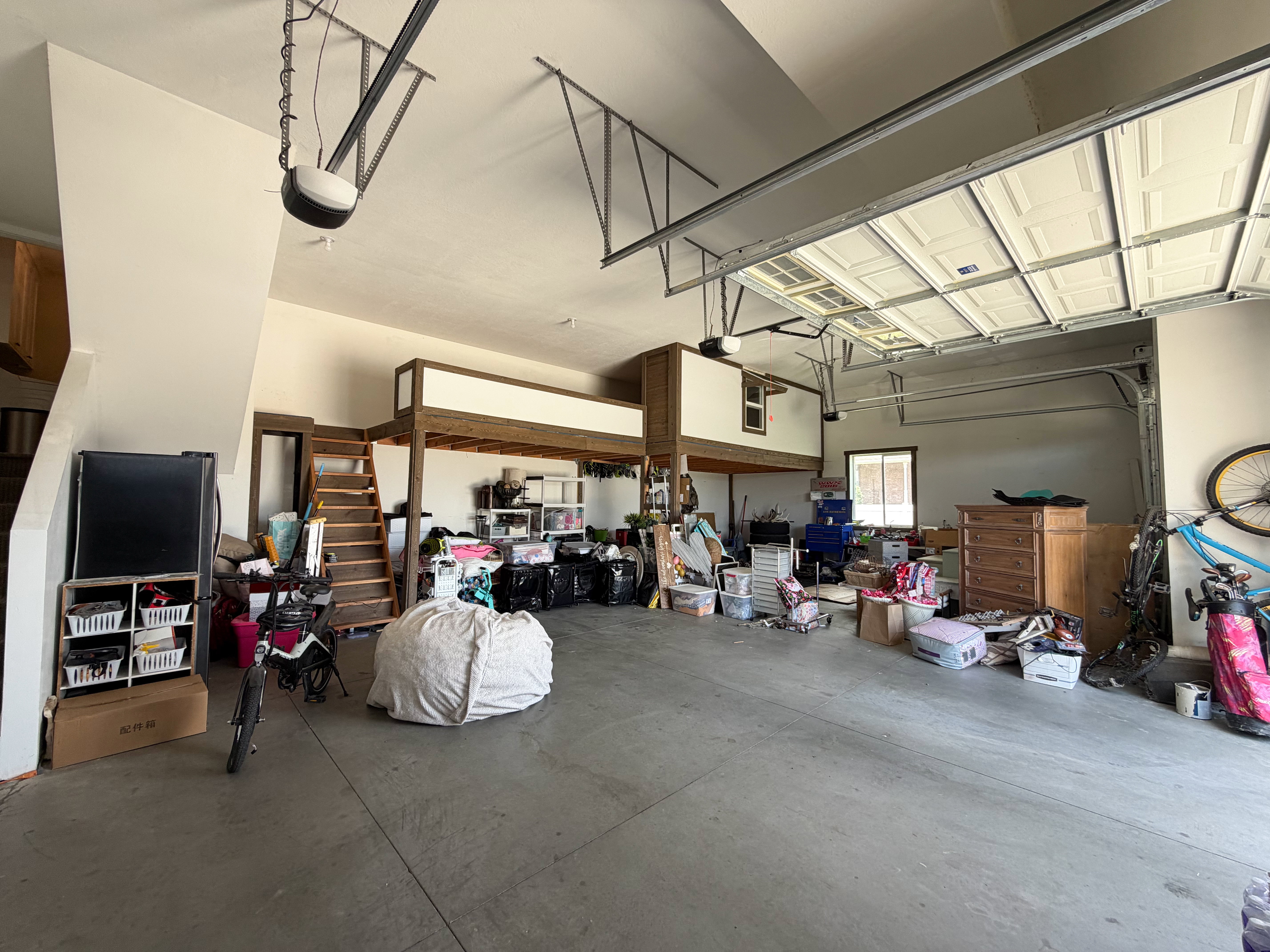 3 car garage with extra storage mezzanine