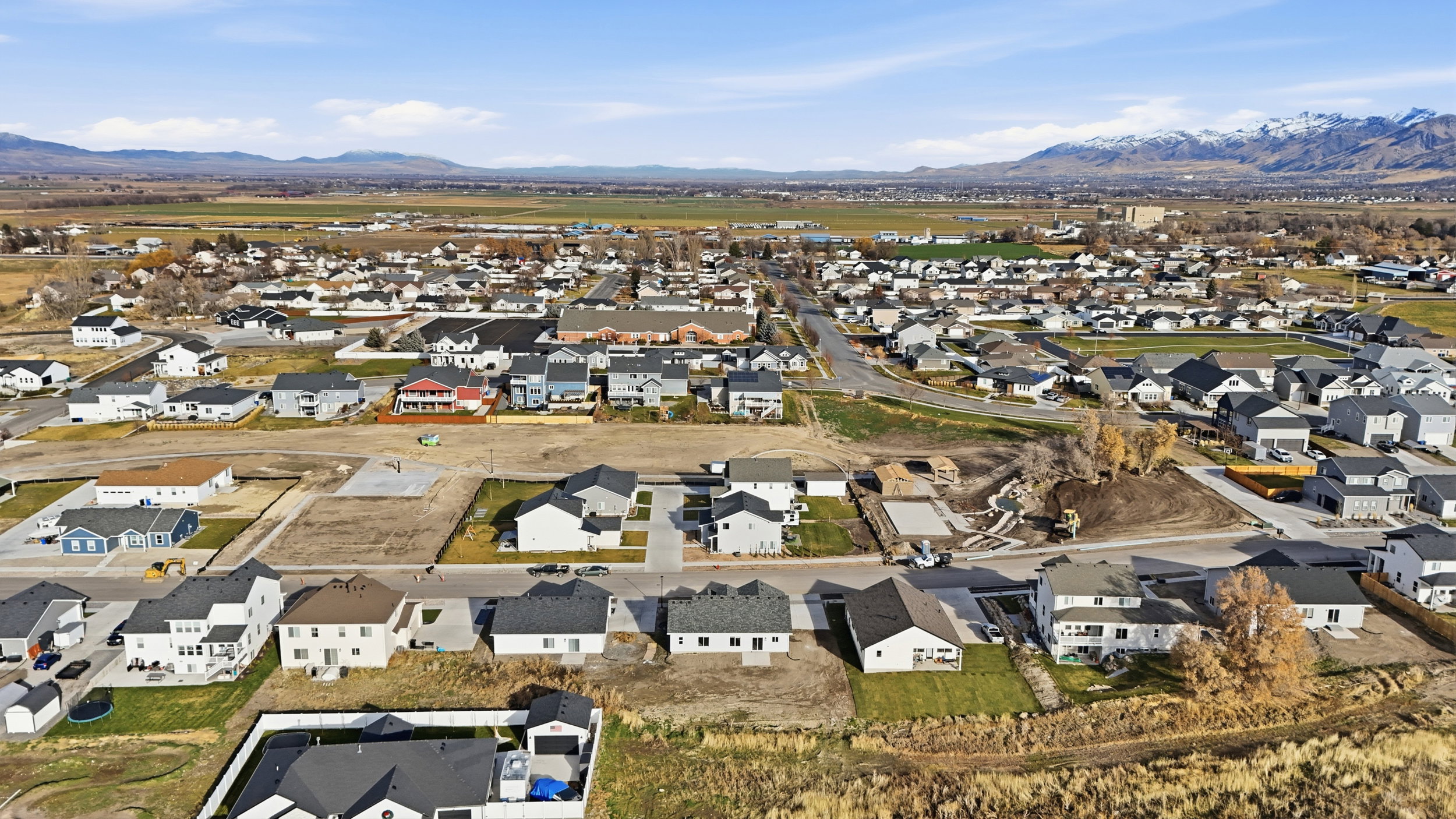 Expansive residential area featuring a mix of established homes and new construction