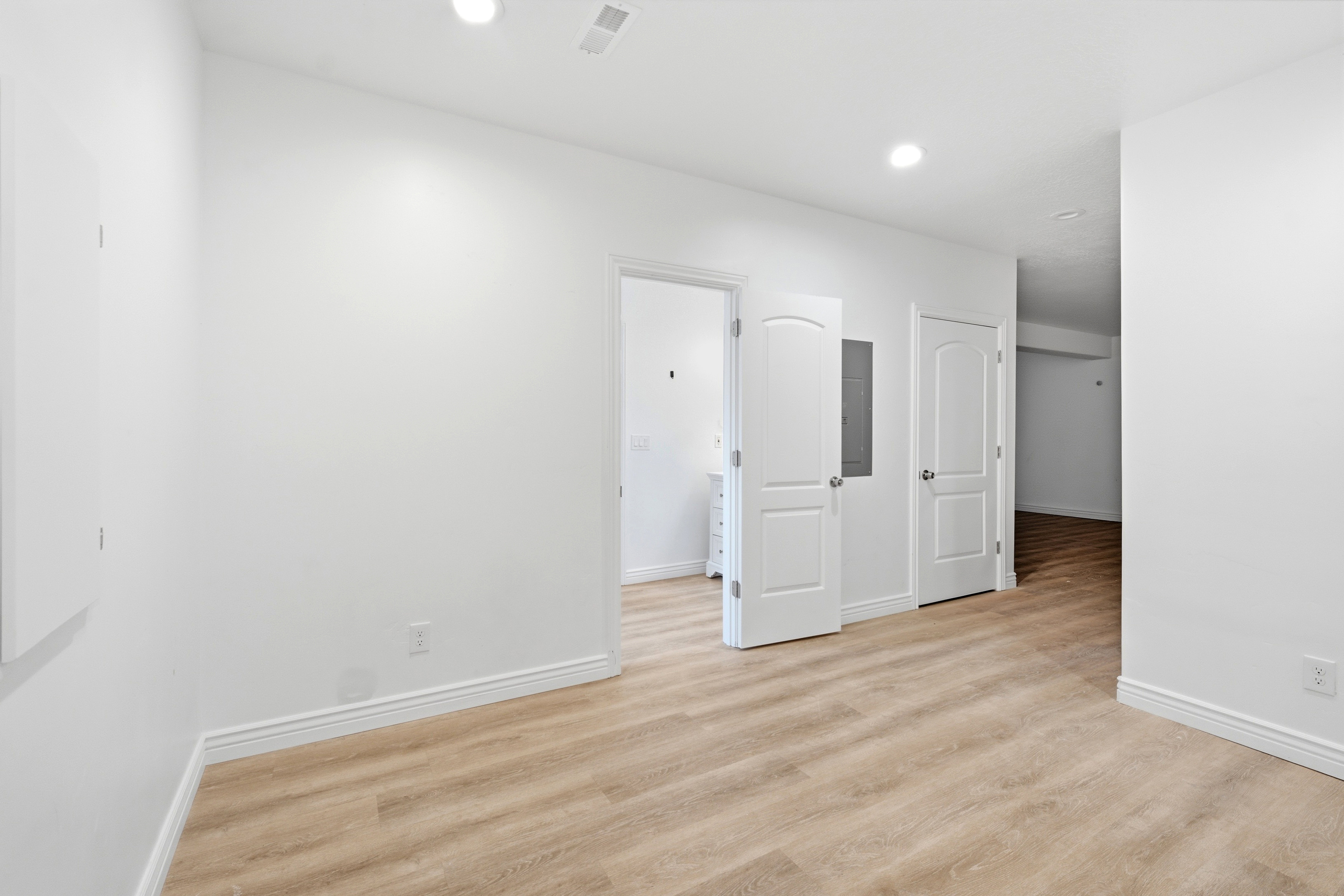 Middle level bedroom and bathroom
