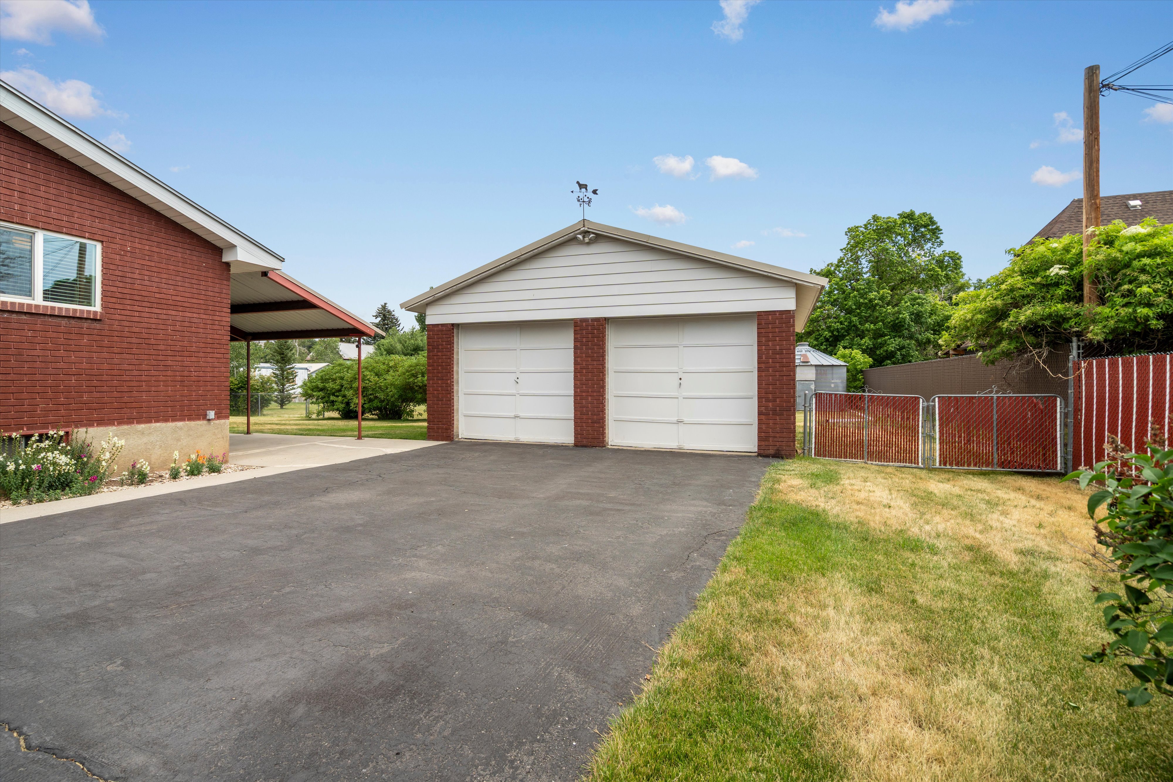 Detached two-car garage.