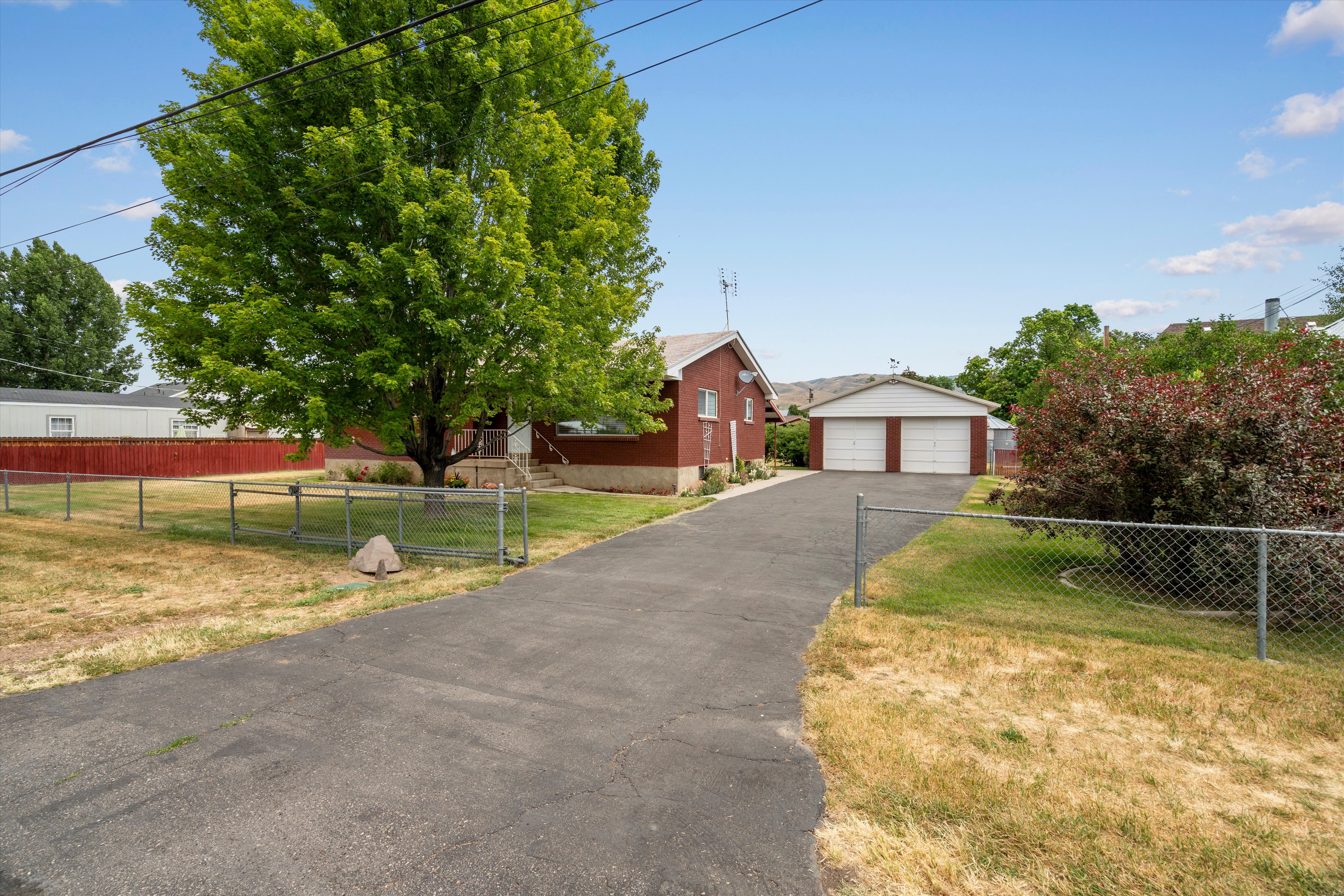 Detached two-car garage.
