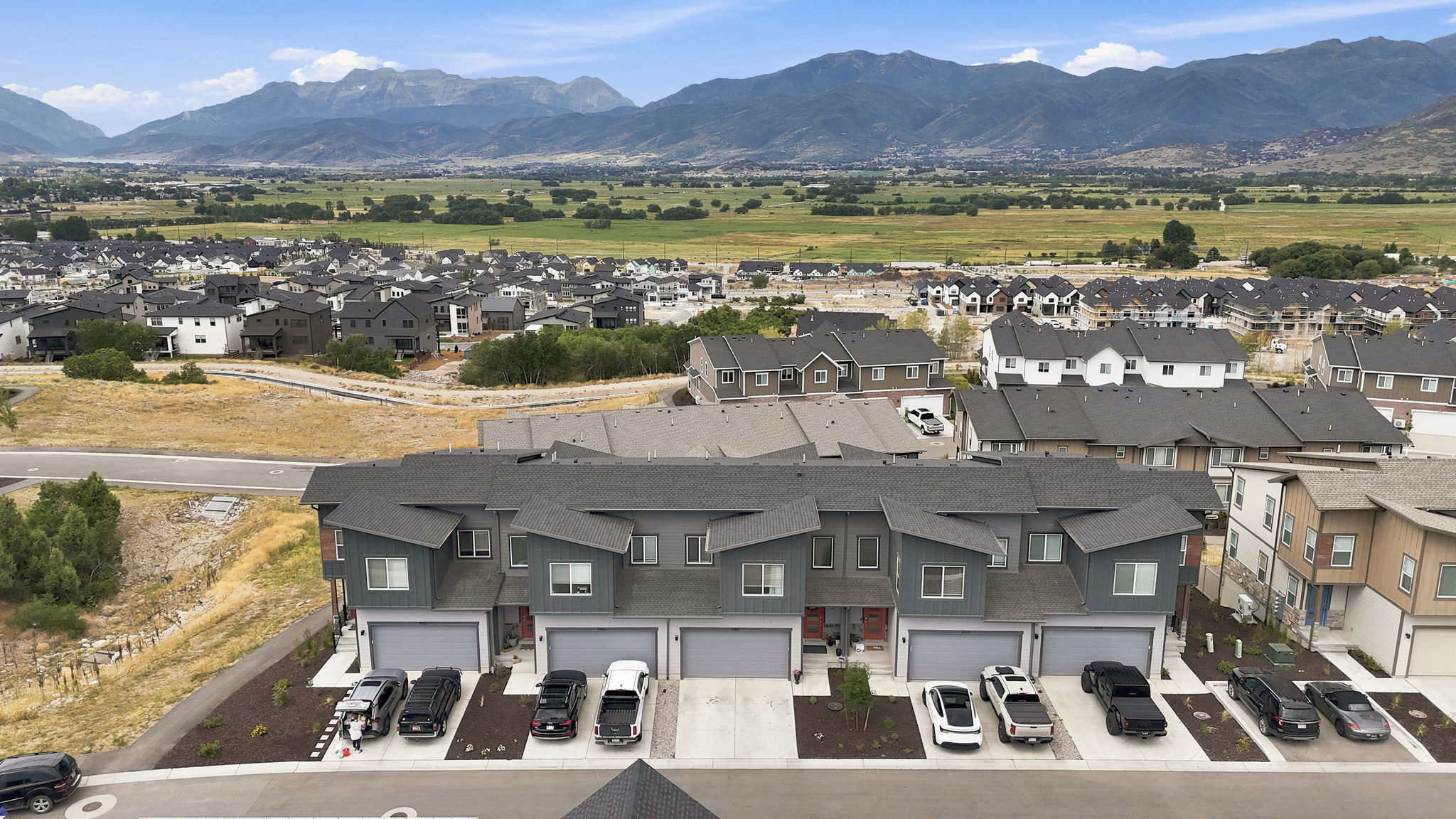 Modern townhome community featuring contemporary architectural designs