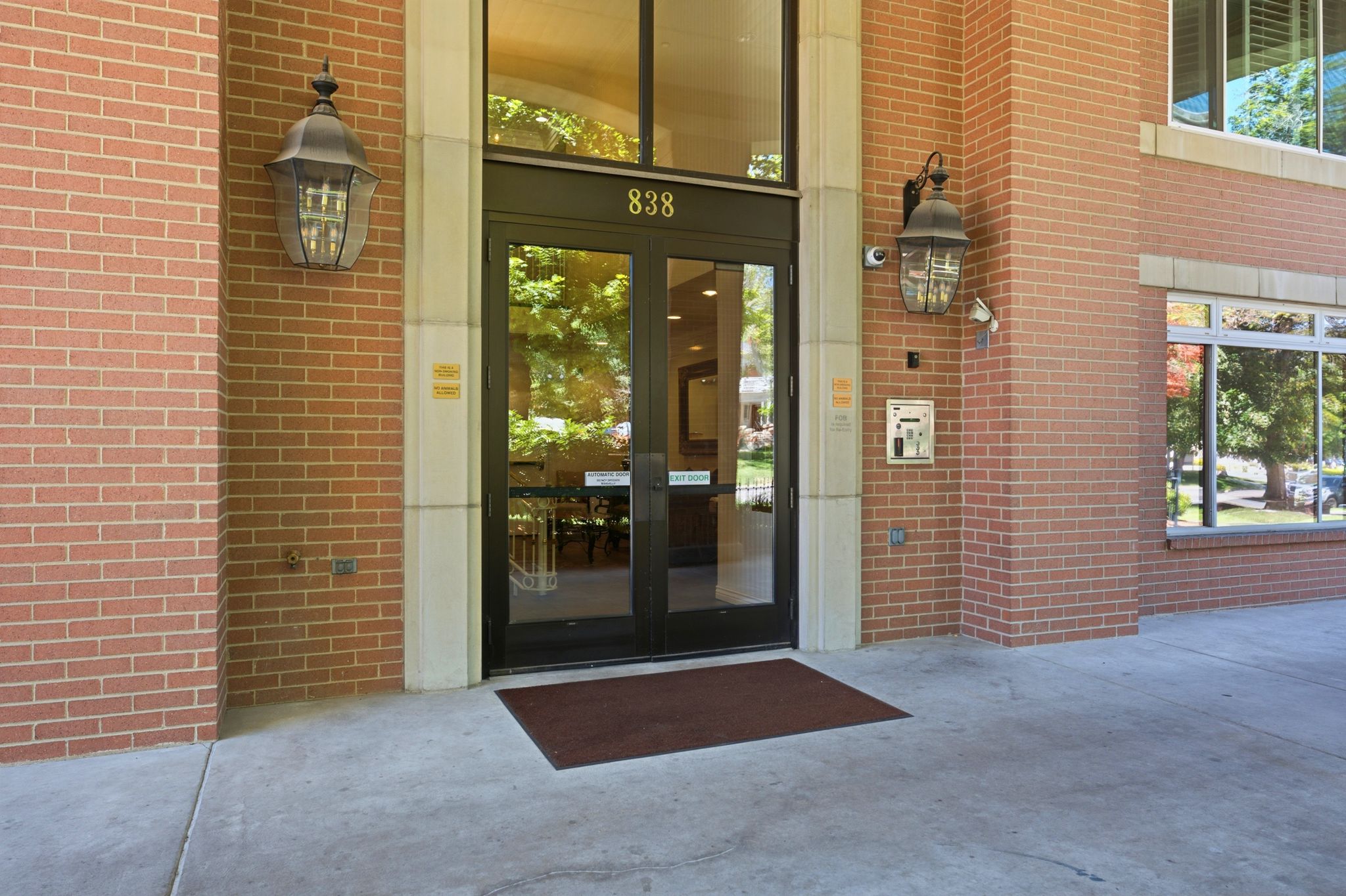 Controlled access to 838 Condos.