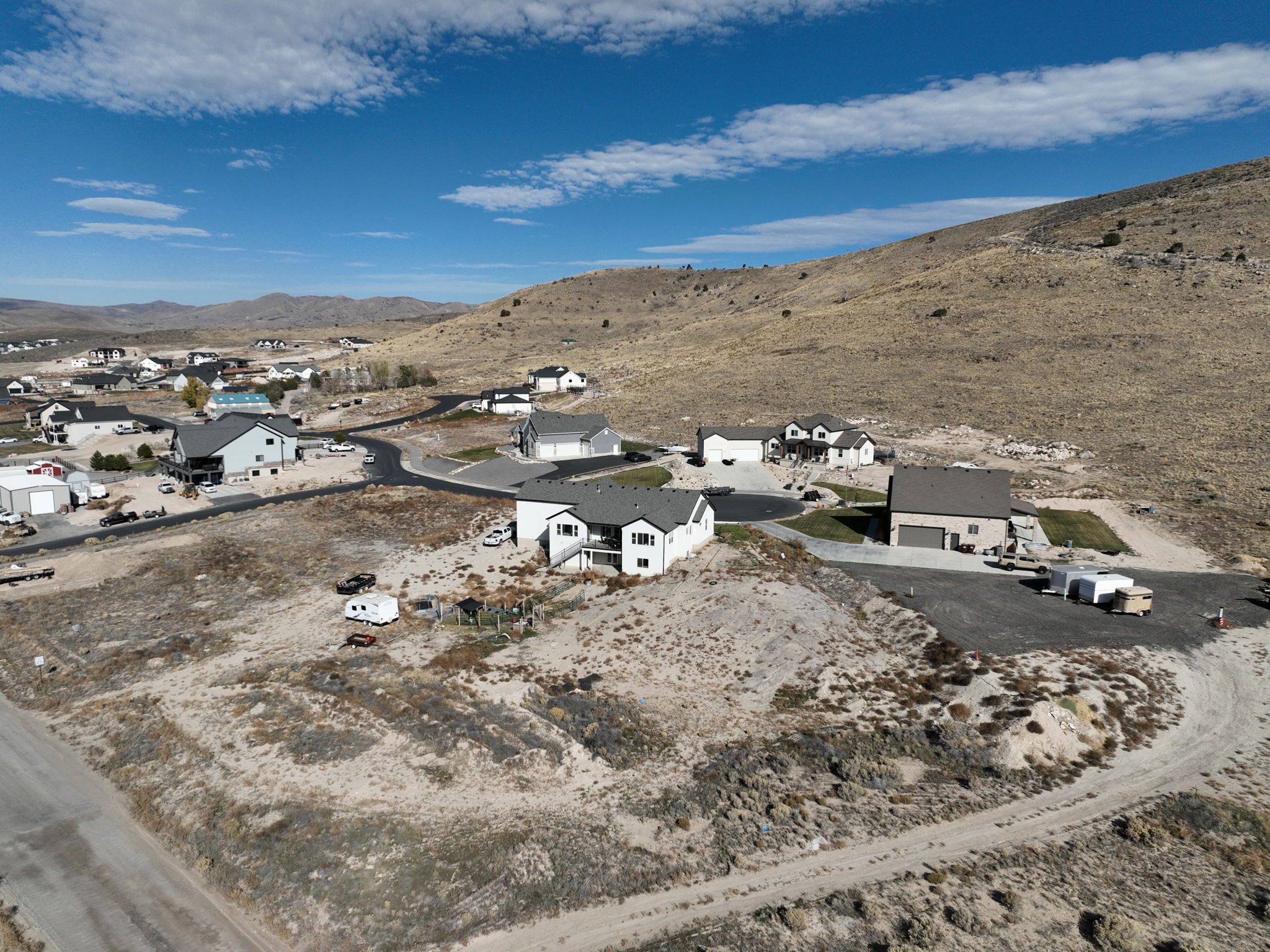 Residential development with paved streets and established homes