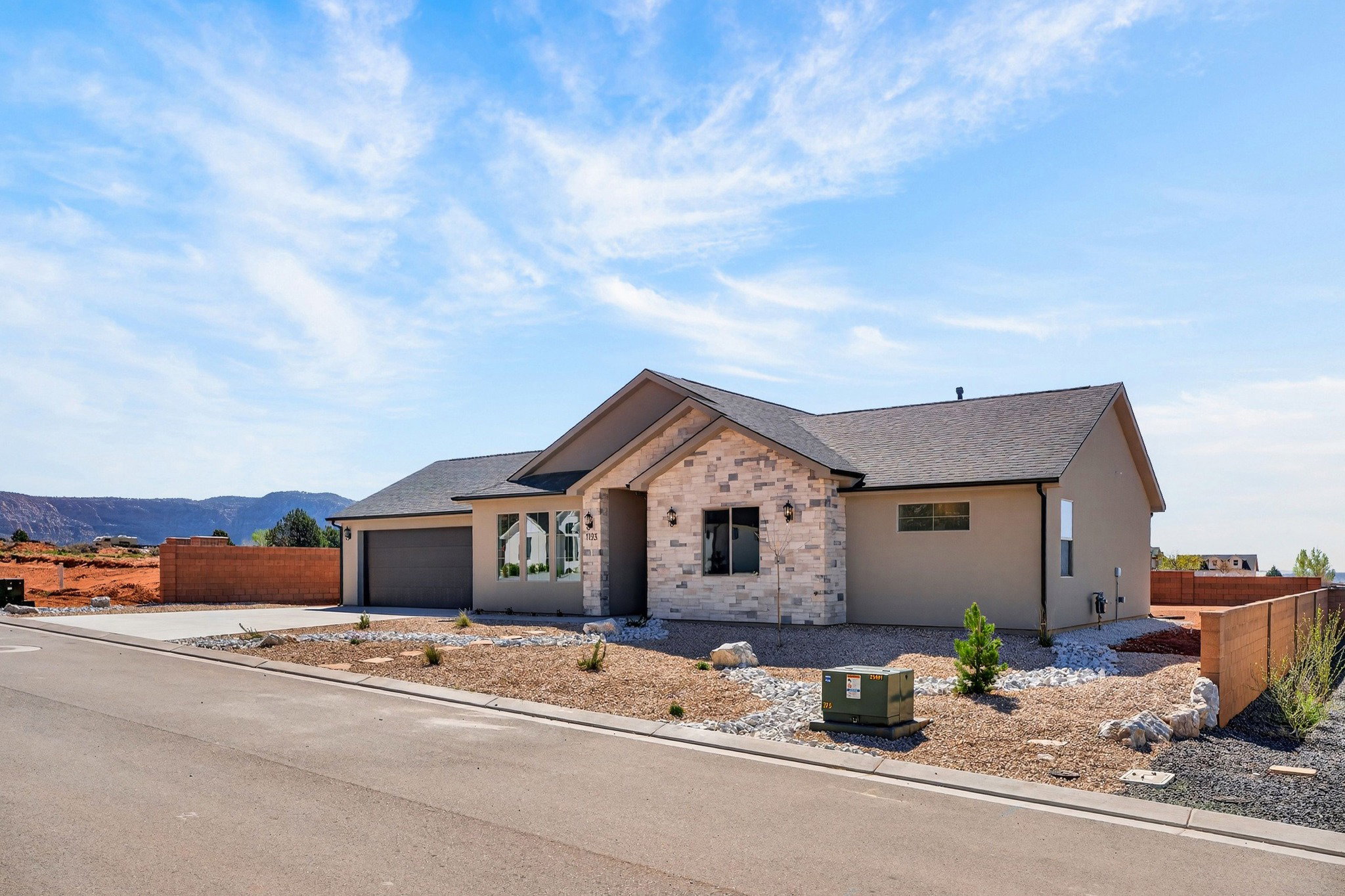 Contemporary single-story residence with a two-car garage