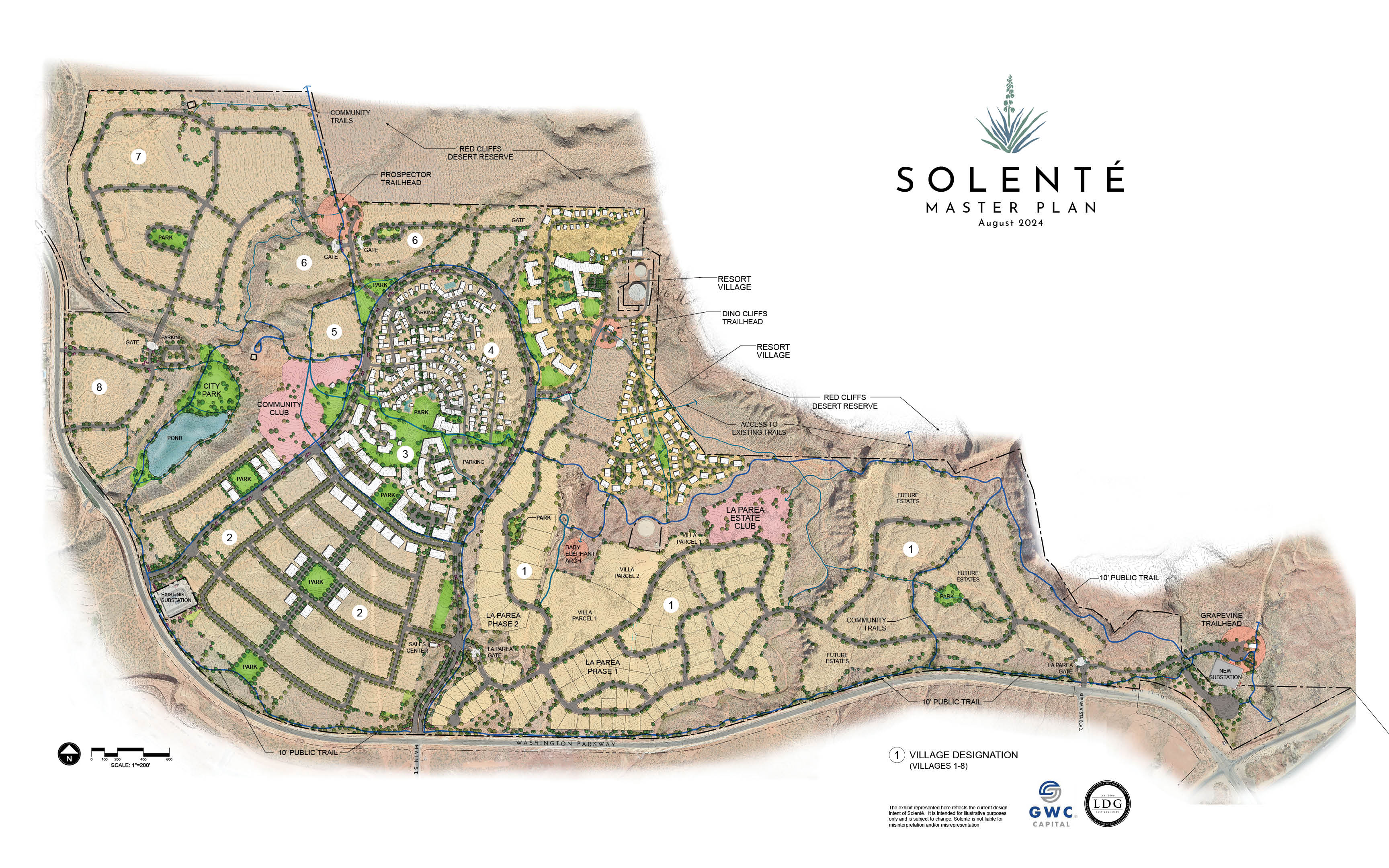 Master Plan. Illustrating the site layout and designated villages within the property