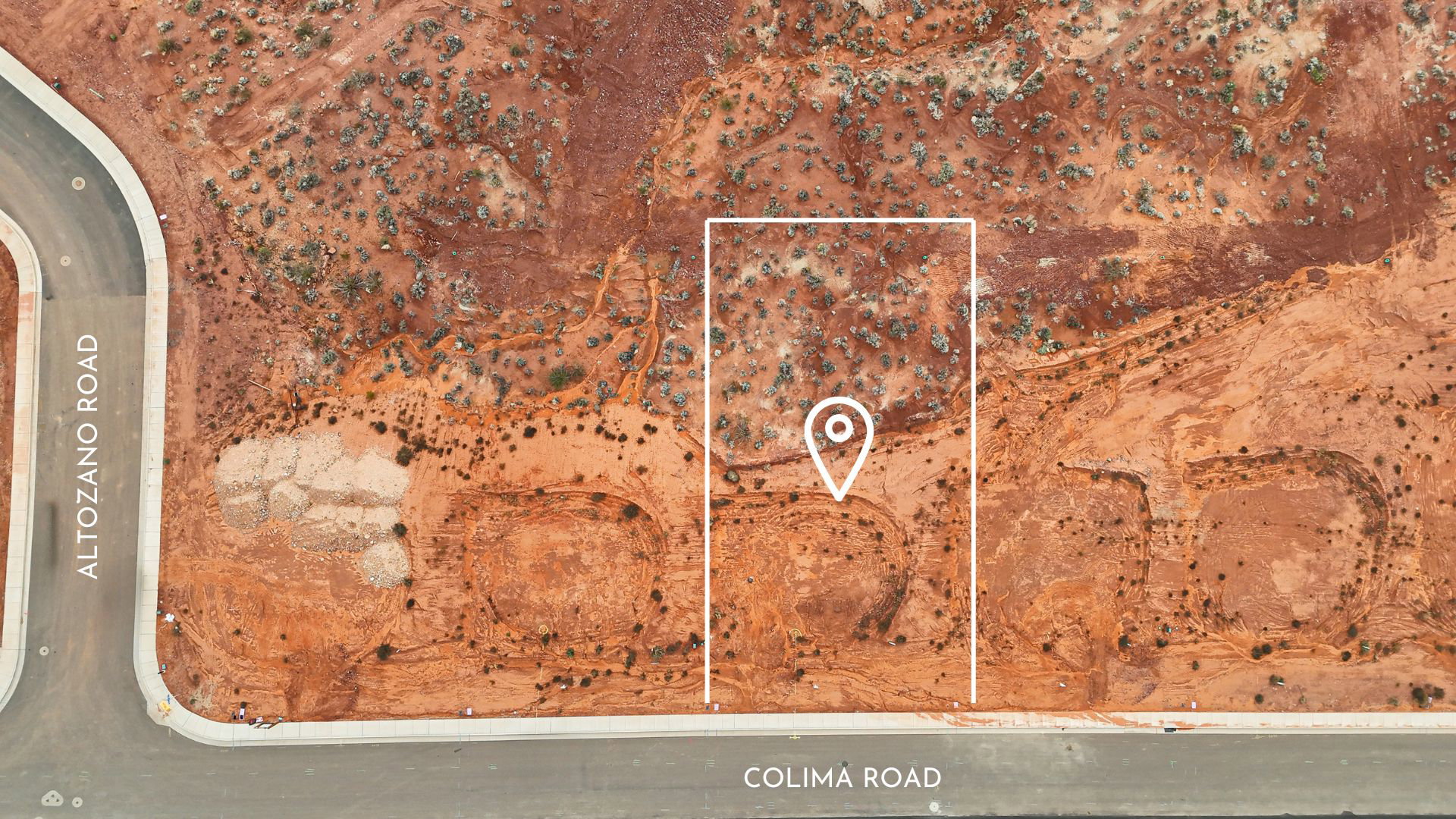 Aerial Property Map. Indicating the parcel's boundaries and location relative to Altozano Road and Colima Road