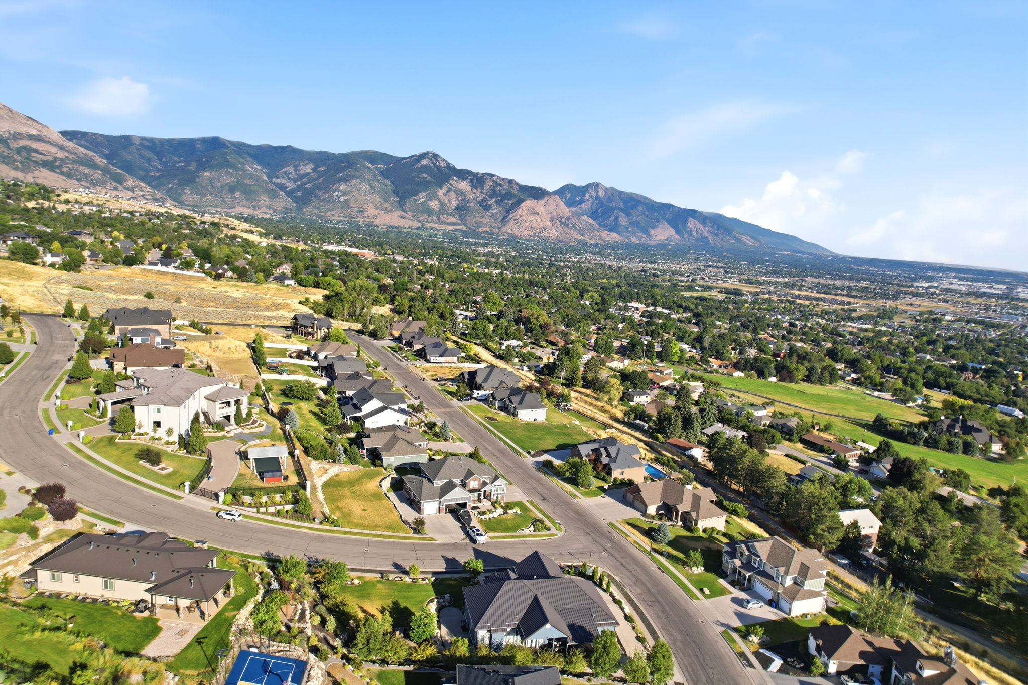 Expansive residential area with a prominent mountain backdrop