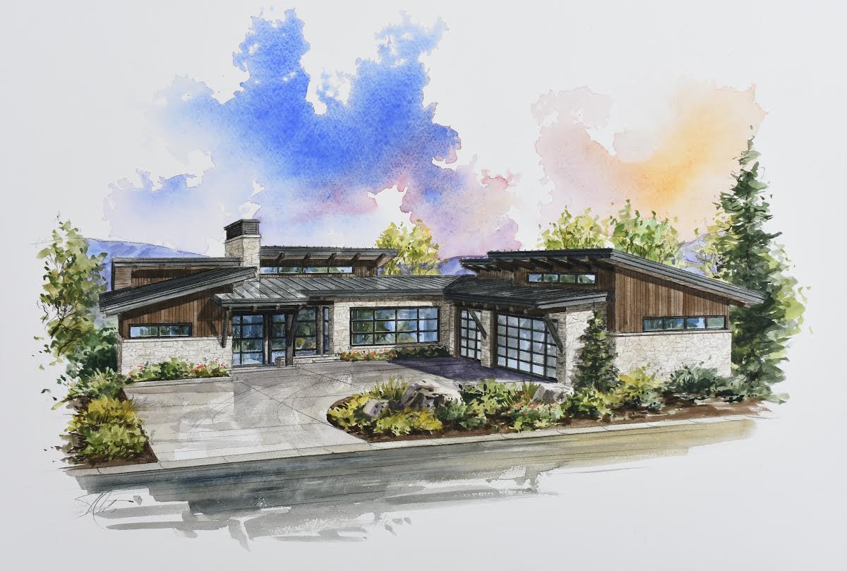 Architectural Rendering. Illustrating the exterior facade of the property
