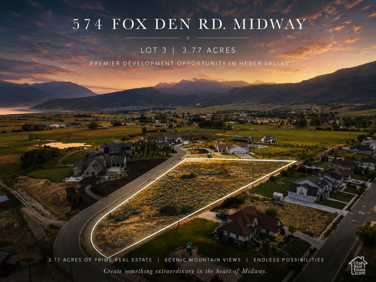 Expansive 3.77-acre lot with defined boundaries