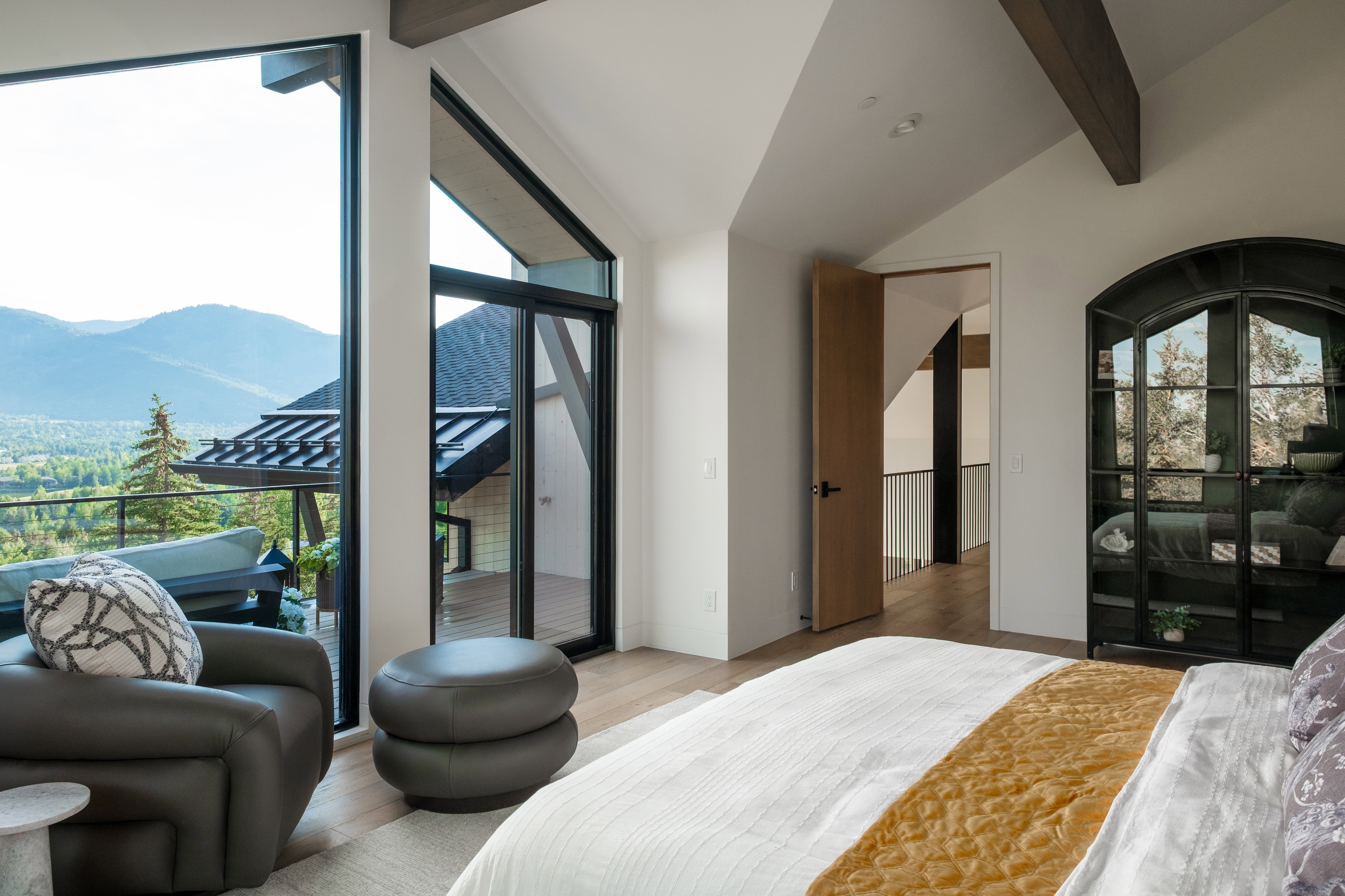 Expansive windows showcasing mountain scenery